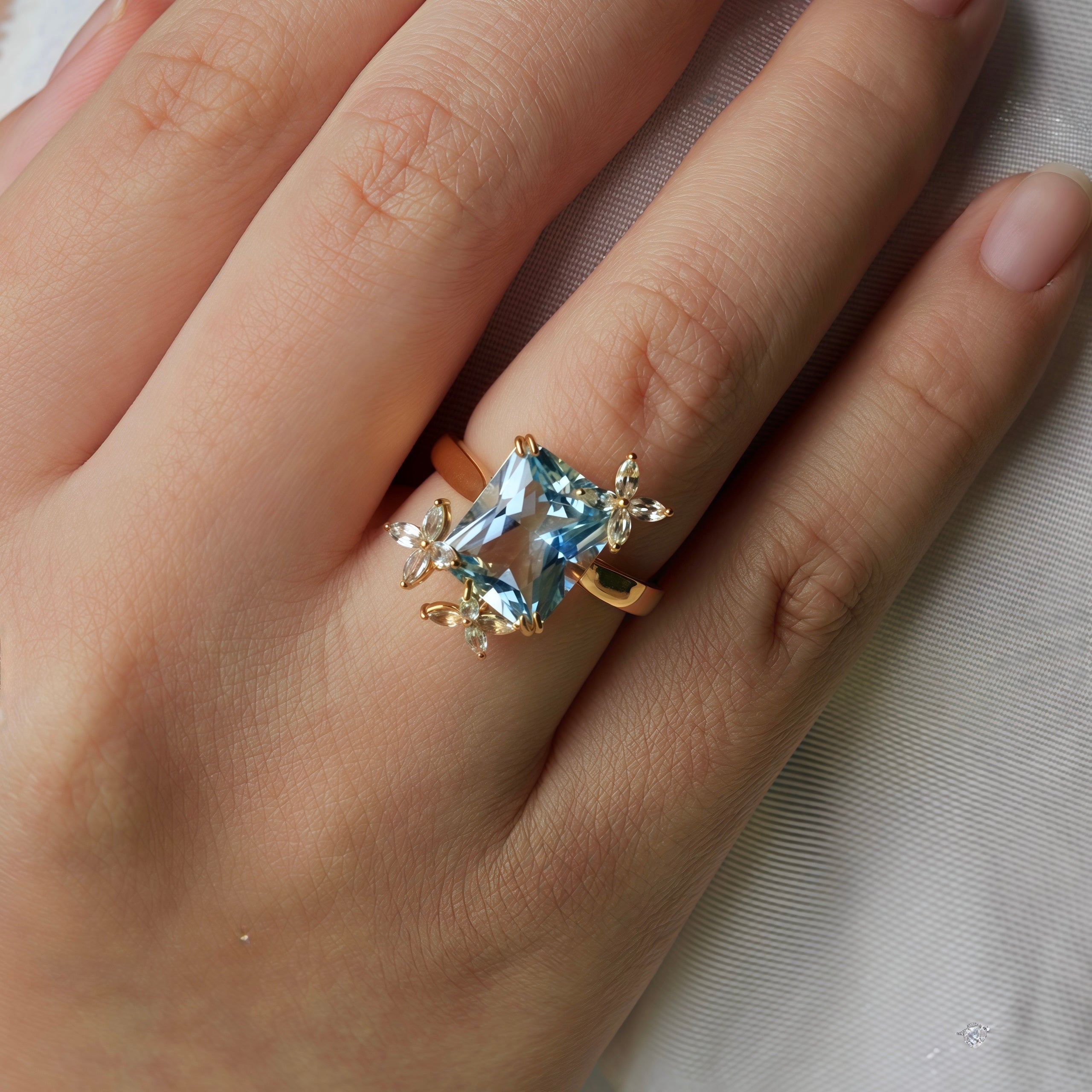butterfly topaz sapphire gold ring