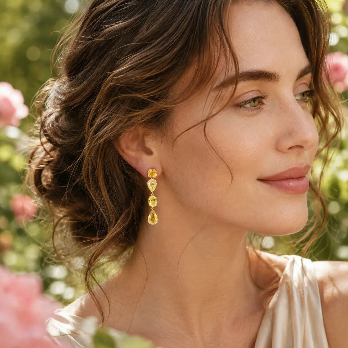 Garden Melody 5.80 ctw Natural Yellow Sapphire & Diamond Drop Earrings (One-of-a-Kind)