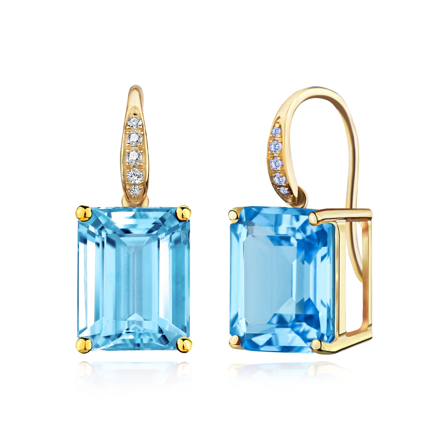 Radiant Emerald-Cut Topaz Diamond Baroque Pearl Convertible Drop Earrings
