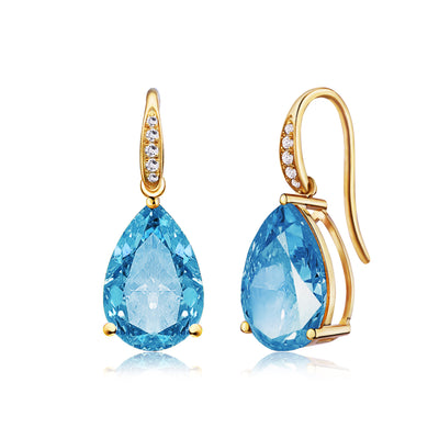 Radiant Pear Topaz Diamond Drop Earrings