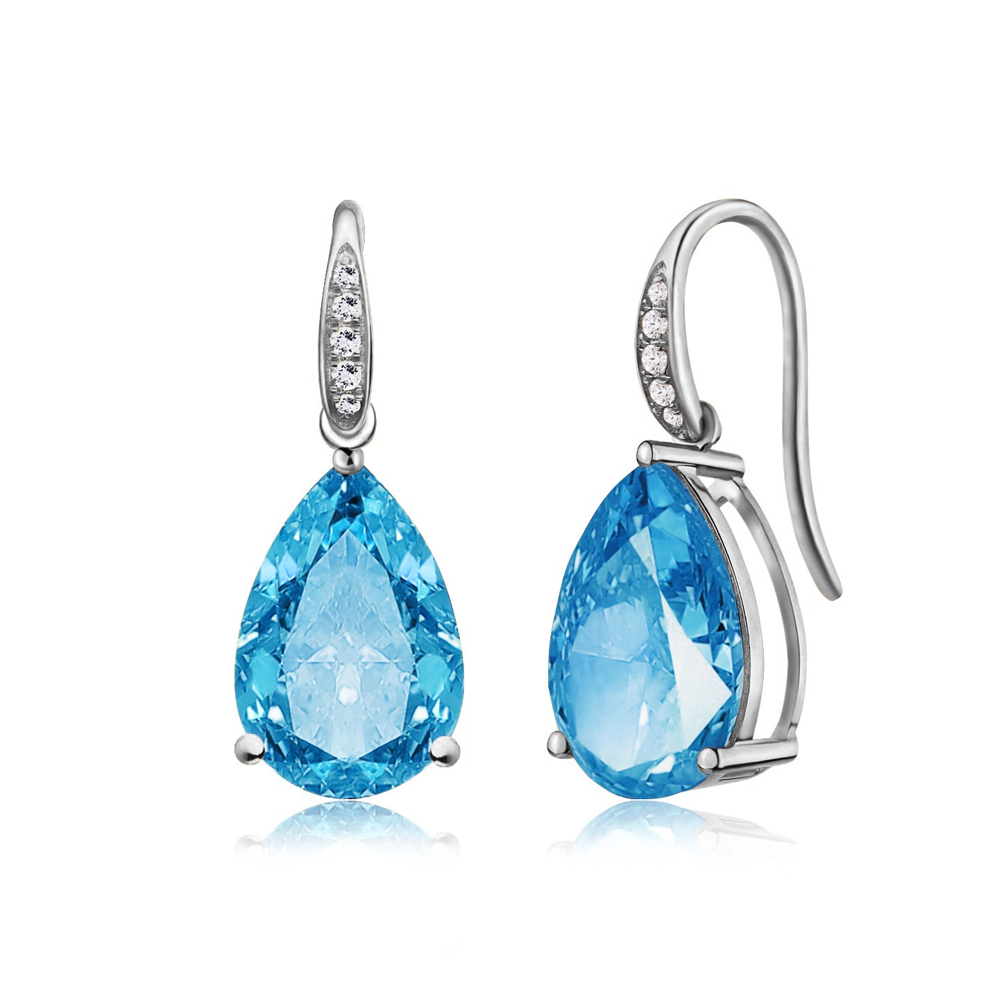 Radiant Pear Topaz Diamond Drop Earrings