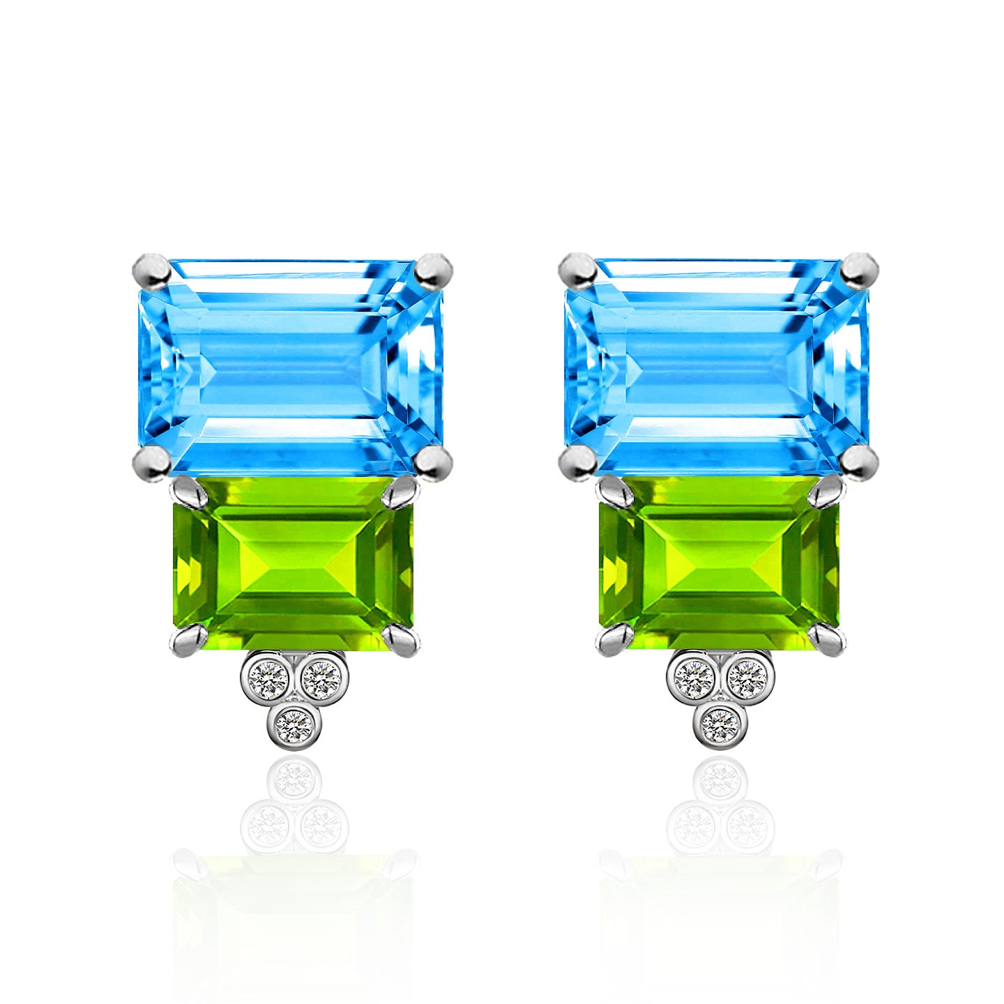 Fortune Topaz Peridot Diamond Earrings