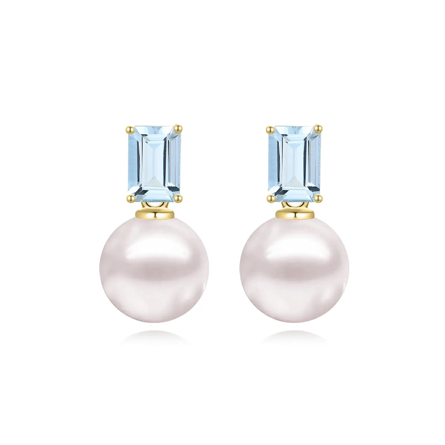 14k yellow gold sky blue aquamarine cultured pearl convertible drop earrings