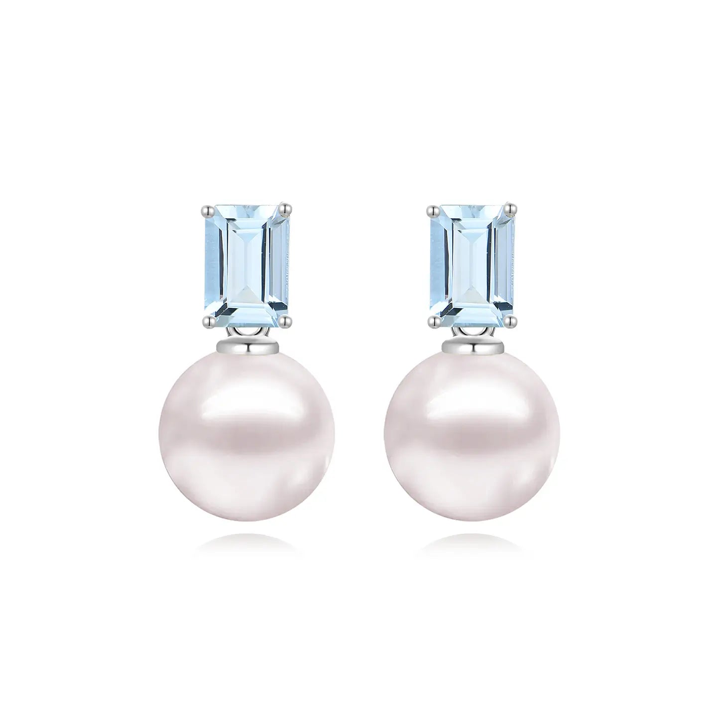 14k white gold sterling silver sky blue aquamarine cultured pearl convertible drop earrings