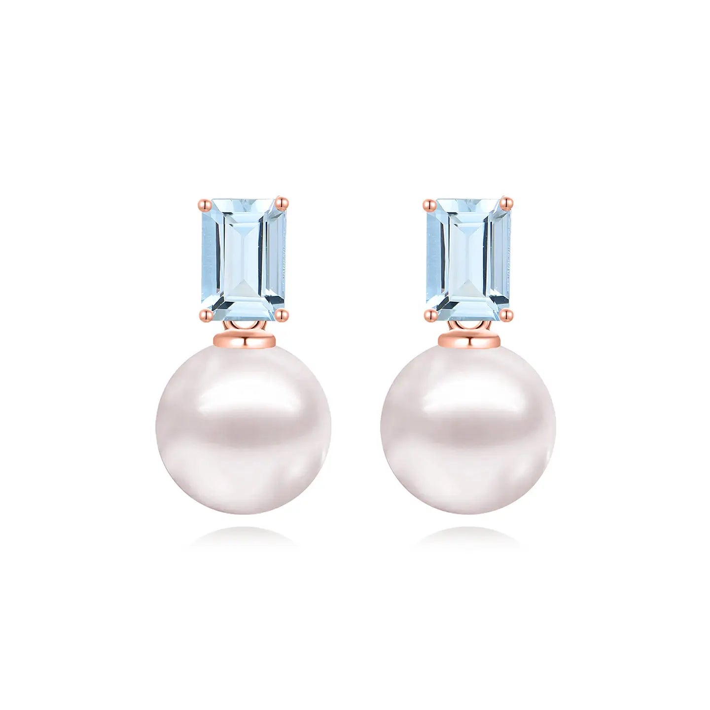 14k rose gold sky blue aquamarine cultured pearl convertible drop earrings