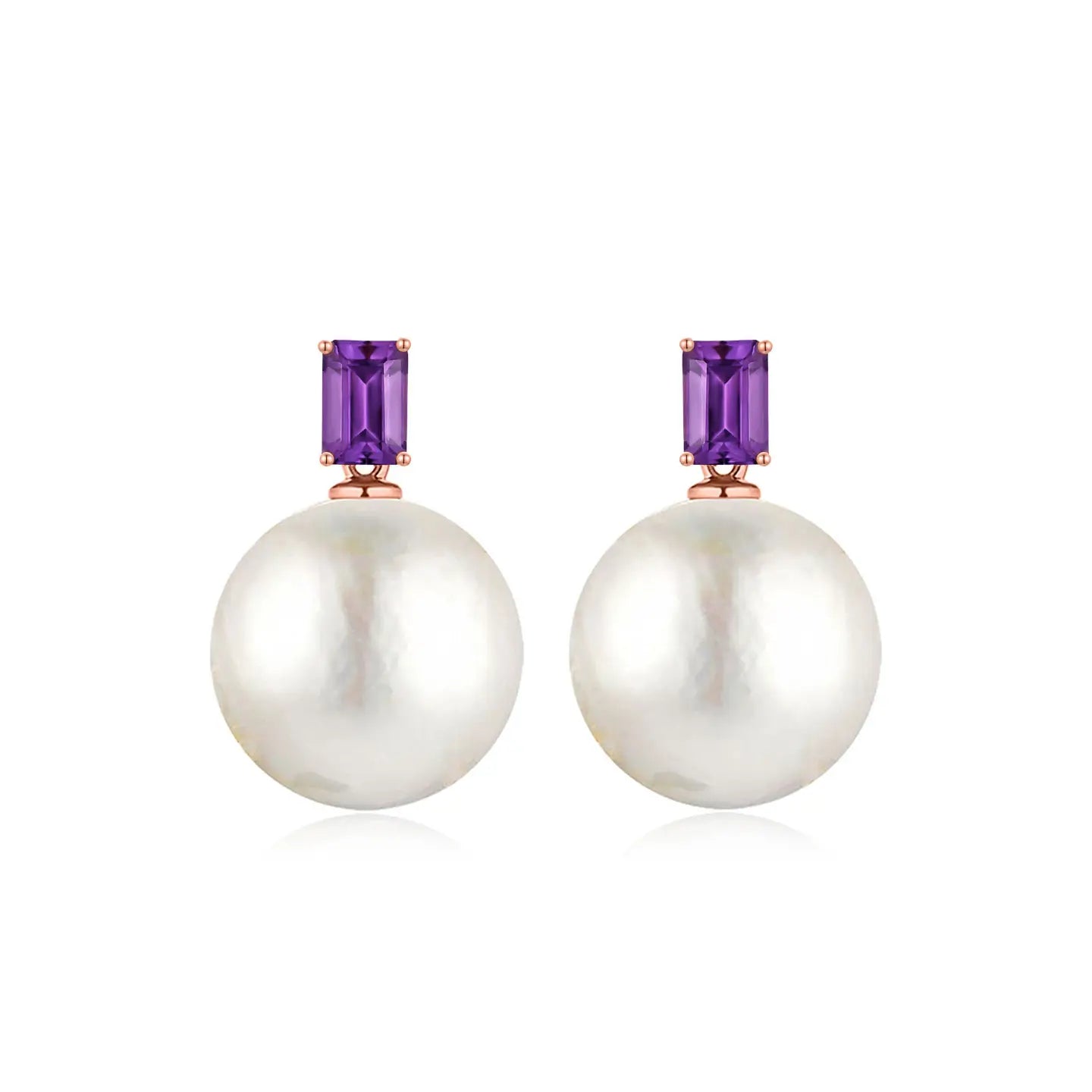 14k rose gold purple amethyst round baroque pearl convertible drop earrings