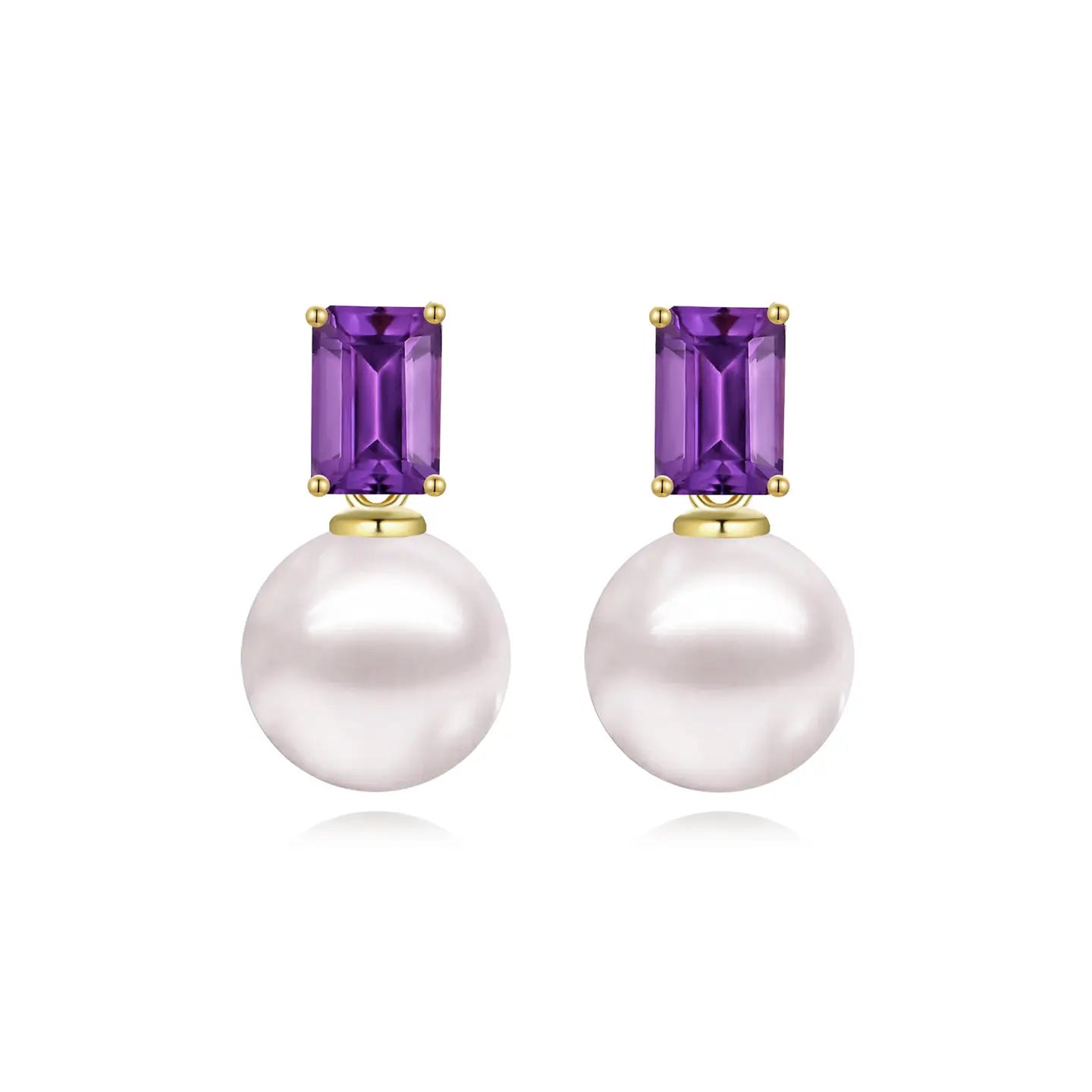 14k yellow gold natural amethyst cultured pearl convertible drop earrings