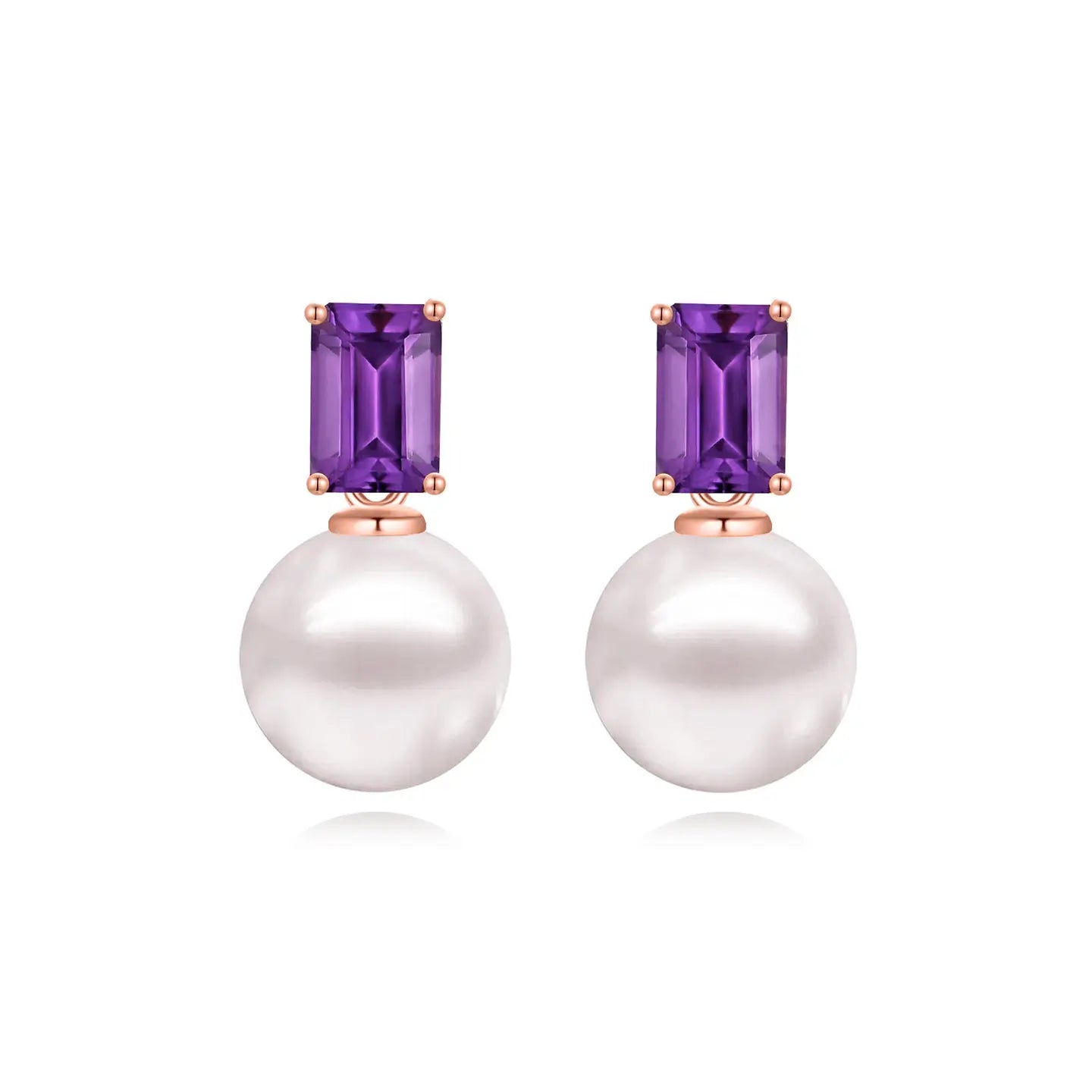 14k rose gold purple amethyst cultured pearl convertible drop earrings gift