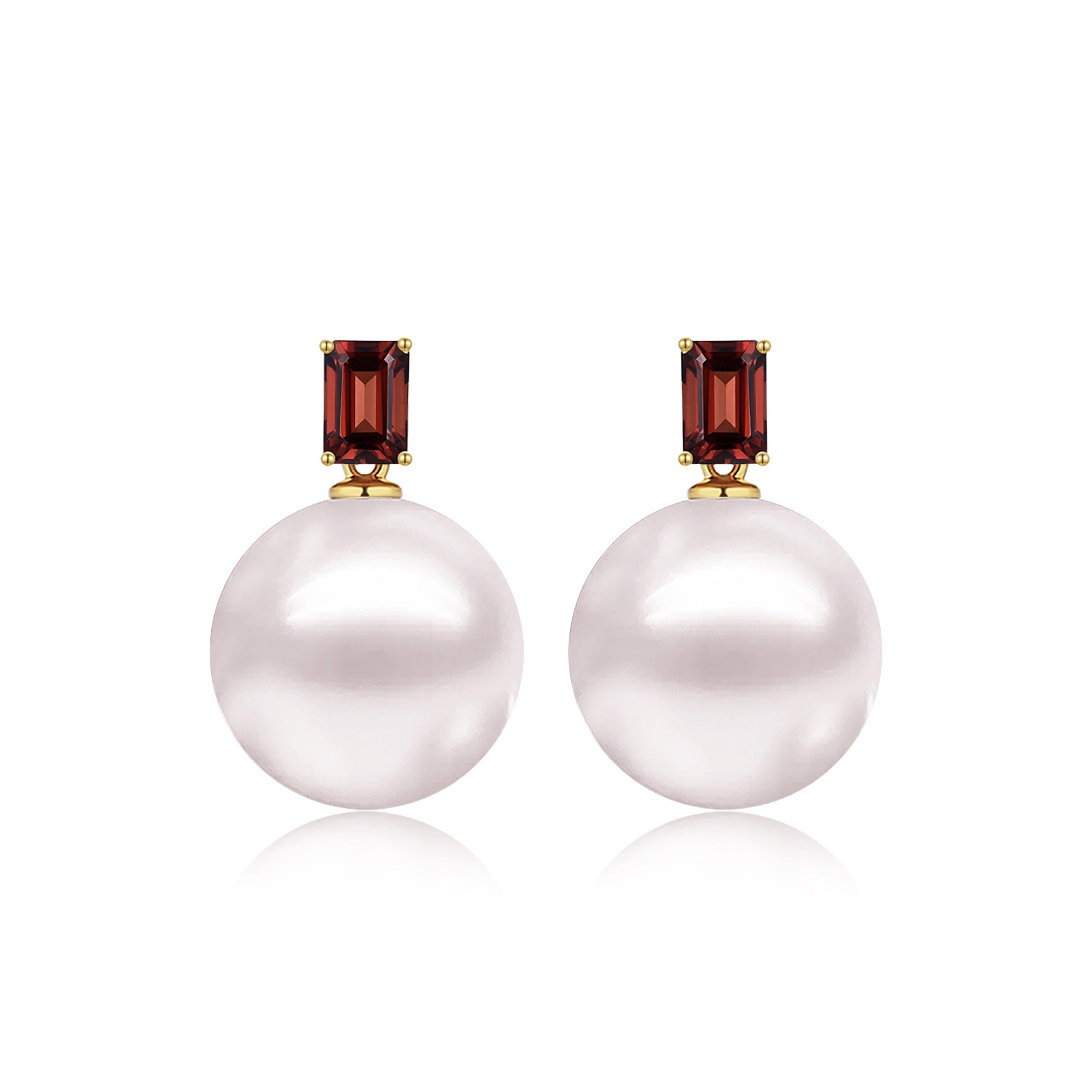 14k yellow gold Venus Natural Garnet 12-13 mm Cultured Pearl Convertible Drop Earrings