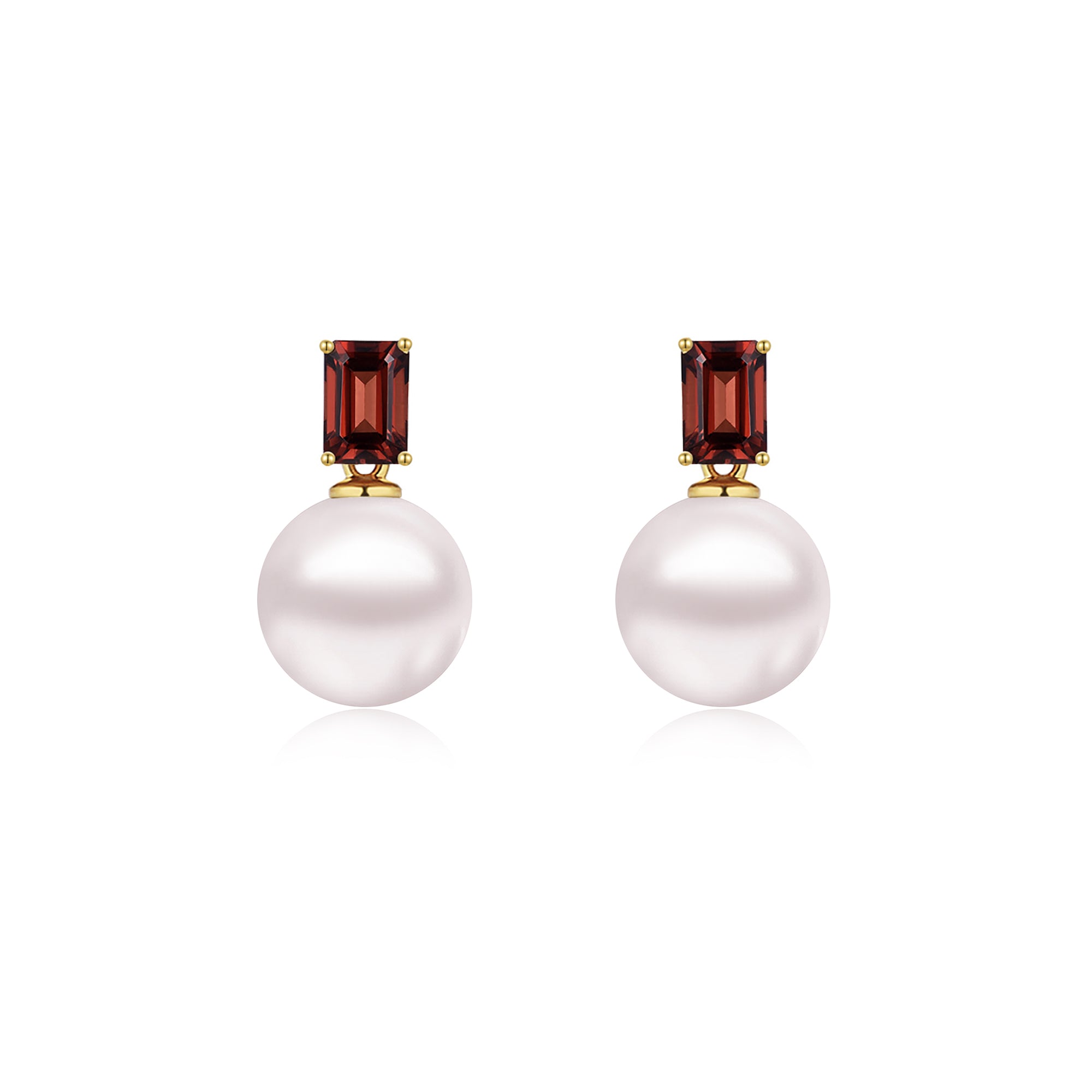 14k yellow gold Venus Natural Garnet 8-9mm Cultured Pearl Convertible Drop Earrings