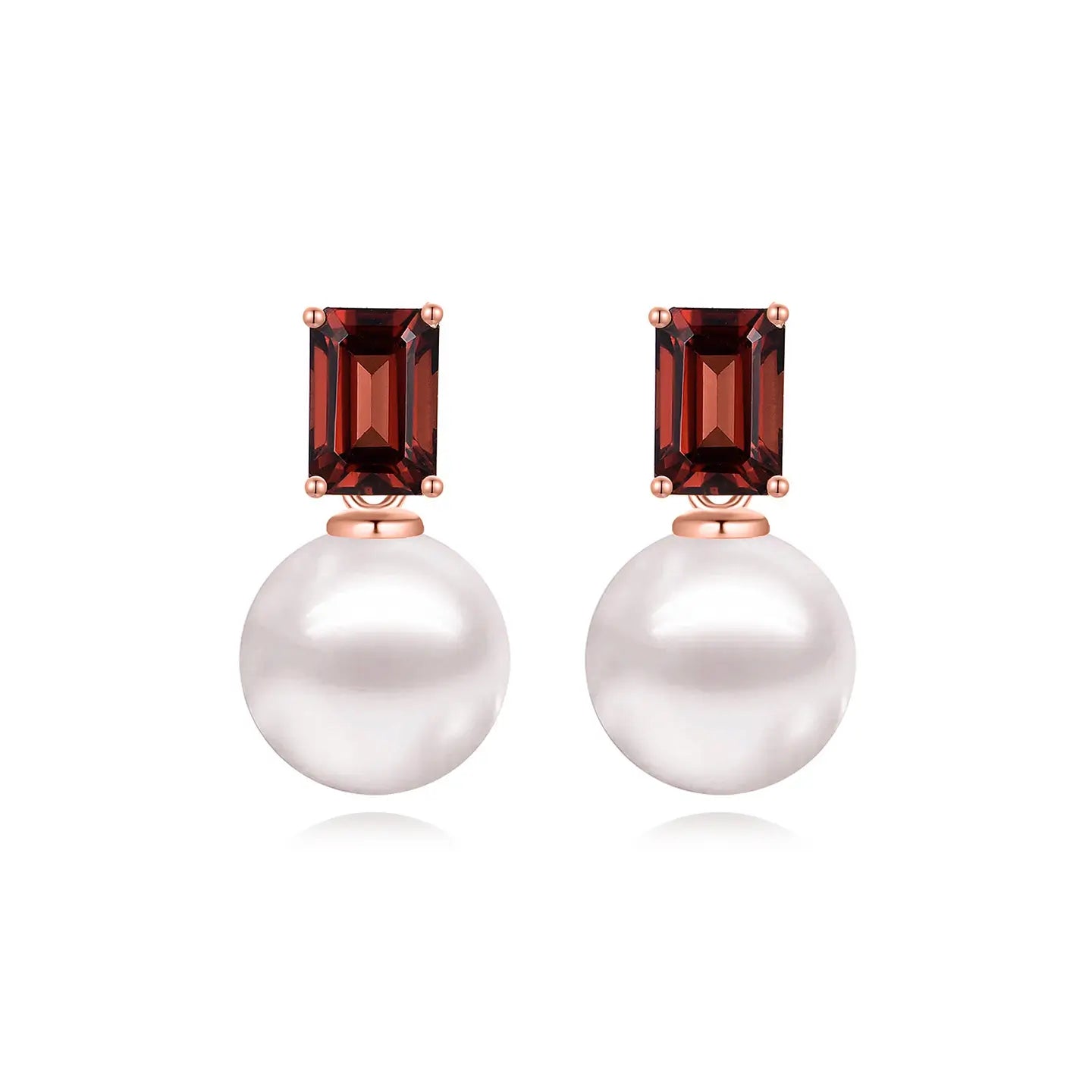14k rose gold garnet cultured pearl convertible drop earrings