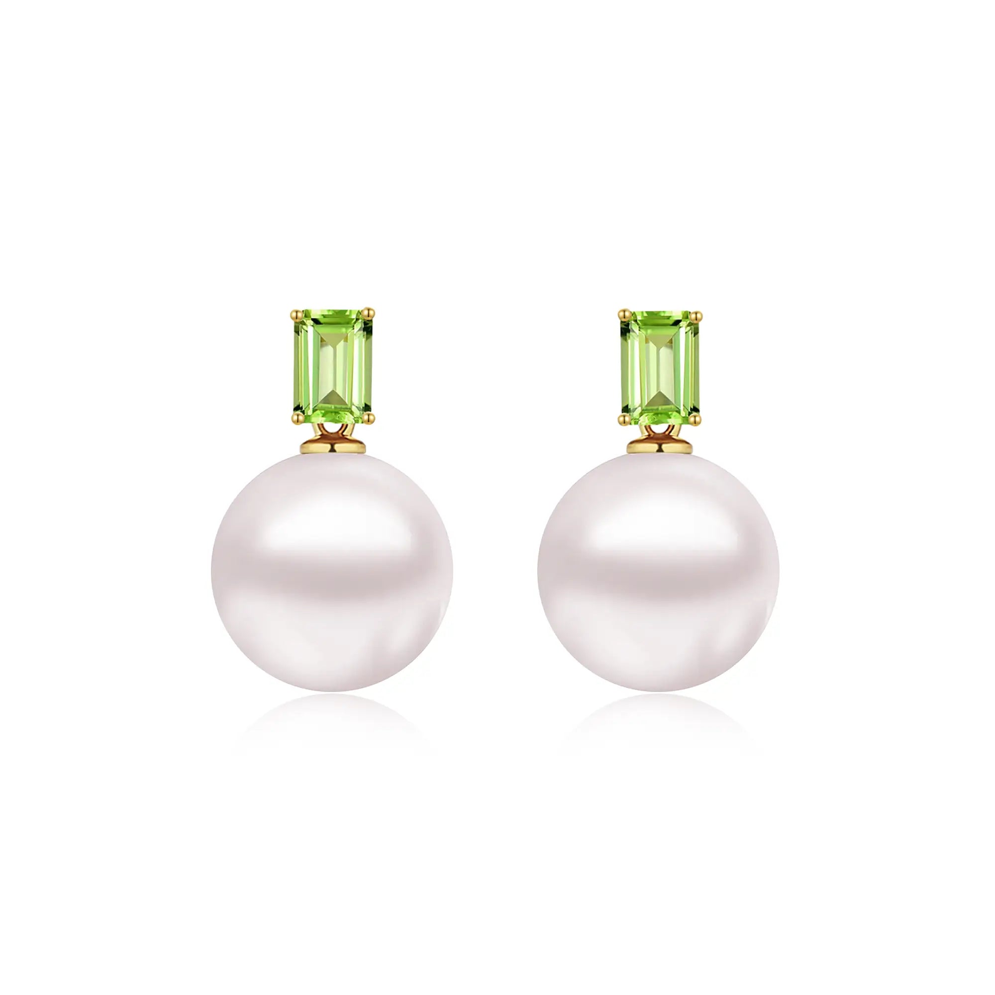 14k yellow gold Venus Peidot 10-11 mm cultured Pearl Convertible Drop Earrings