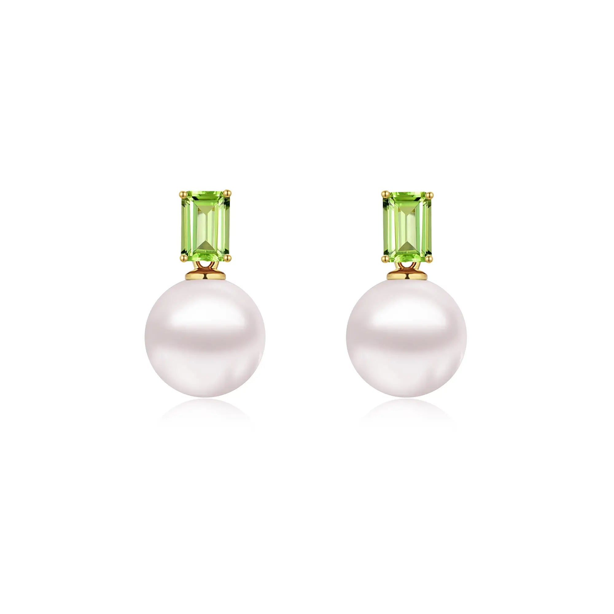 14k yellow gold Venus Peidot 8-9 mm cultured Pearl Convertible Drop Earrings