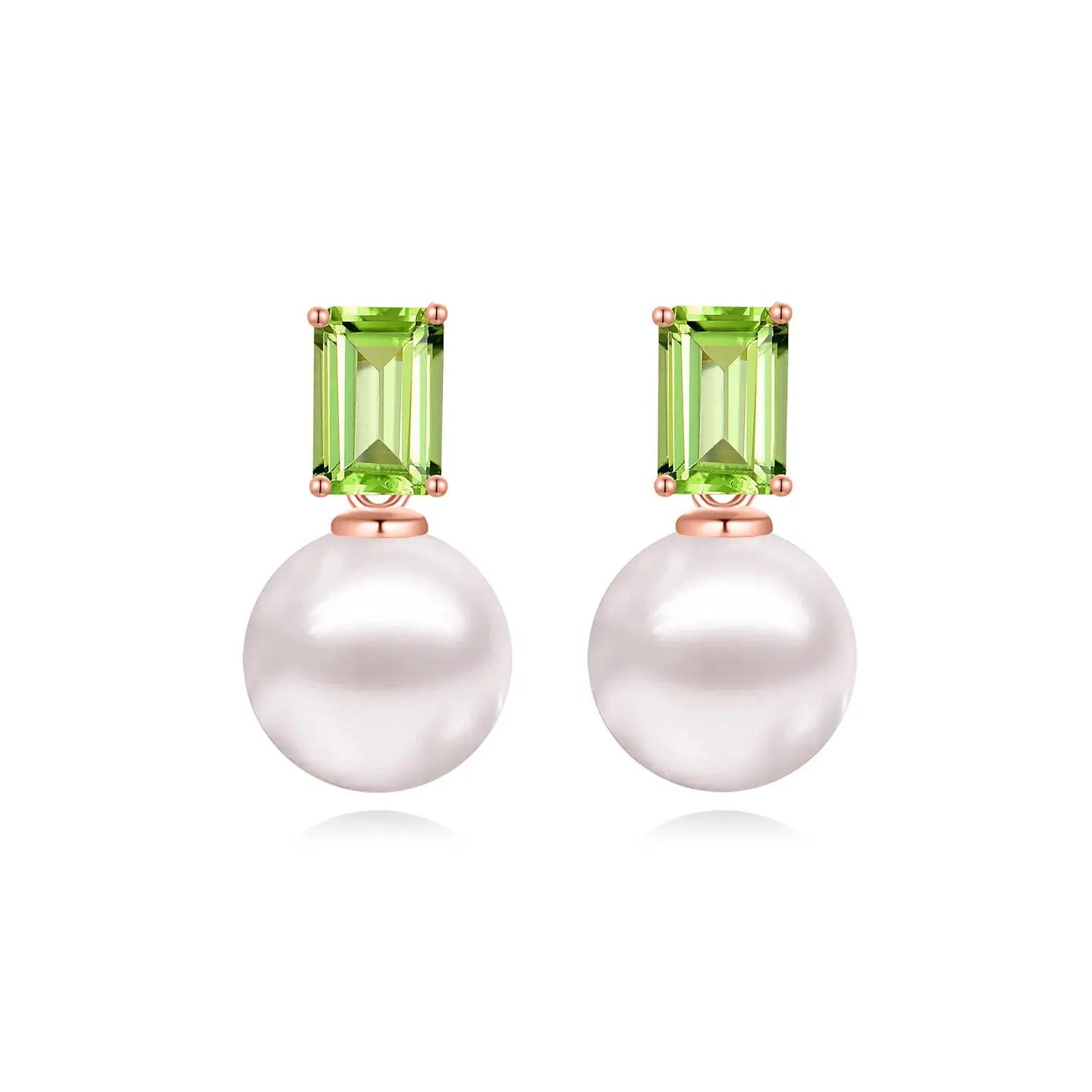 14k rose gold green peridot cultured round pearl convertible drop earrings