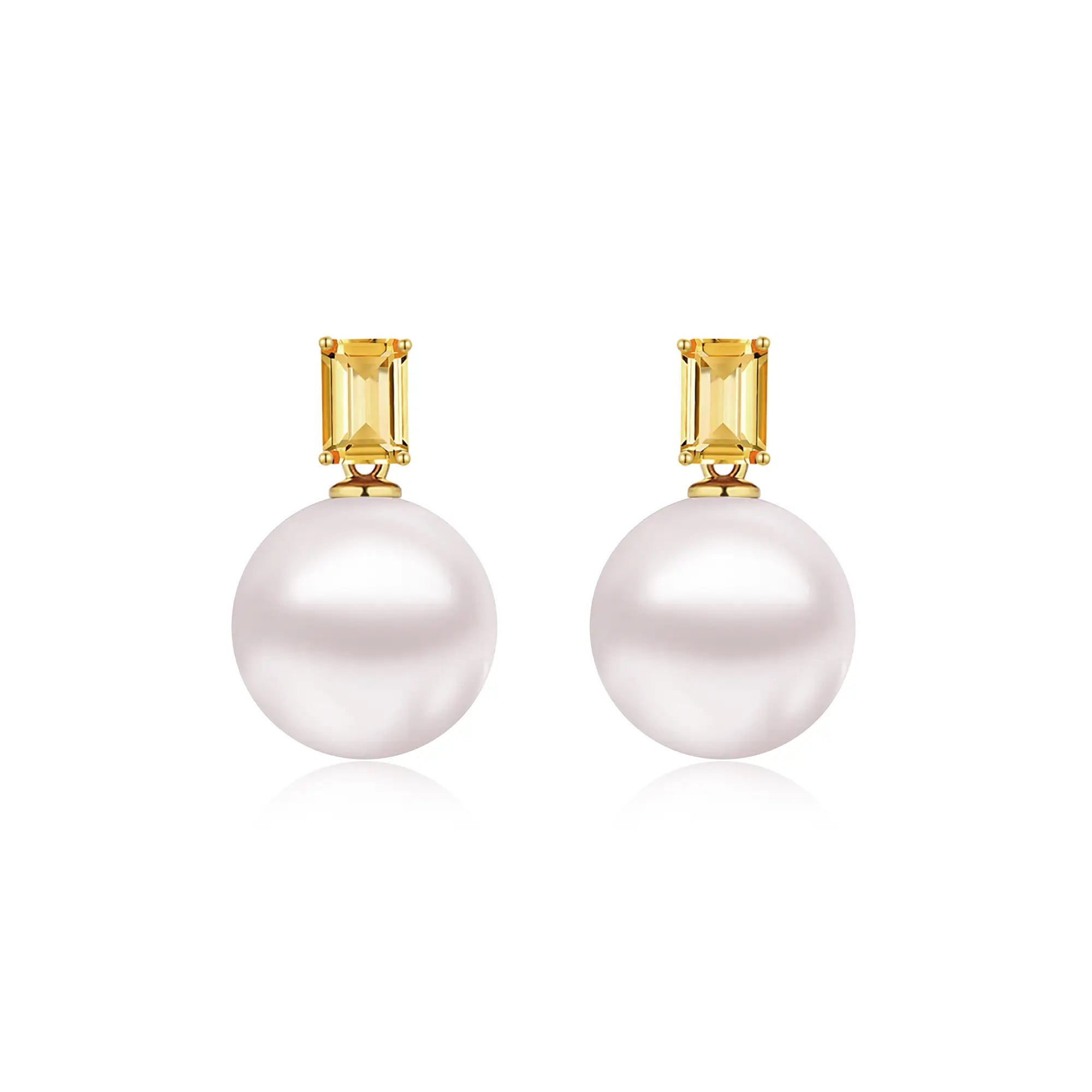 14k yellow gold Venus Natural Citrine 10-11 mm cultured Pearl Convertible Drop Earrings