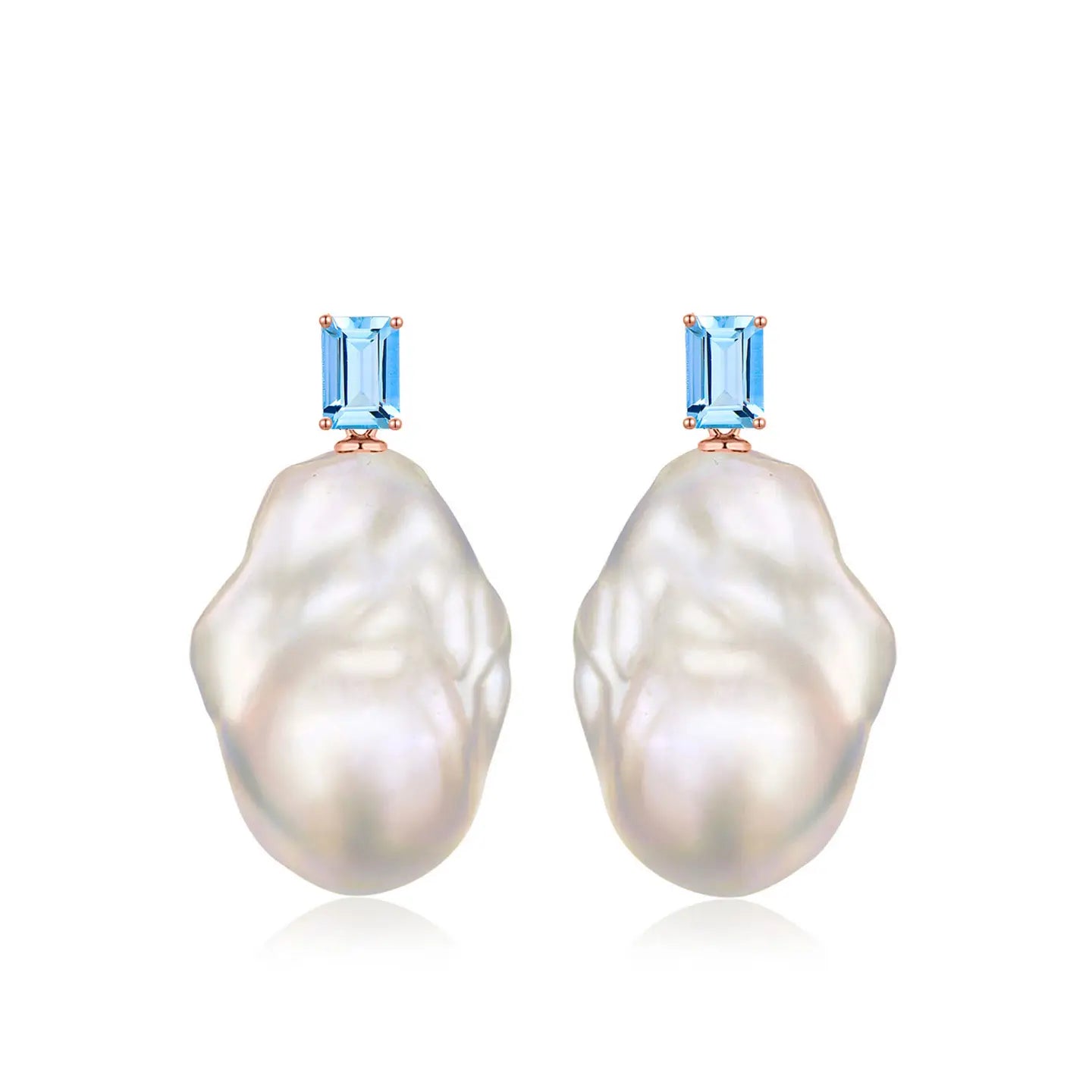 14k yellow gold natural blue topaz baroque pearl convertible drop earrings