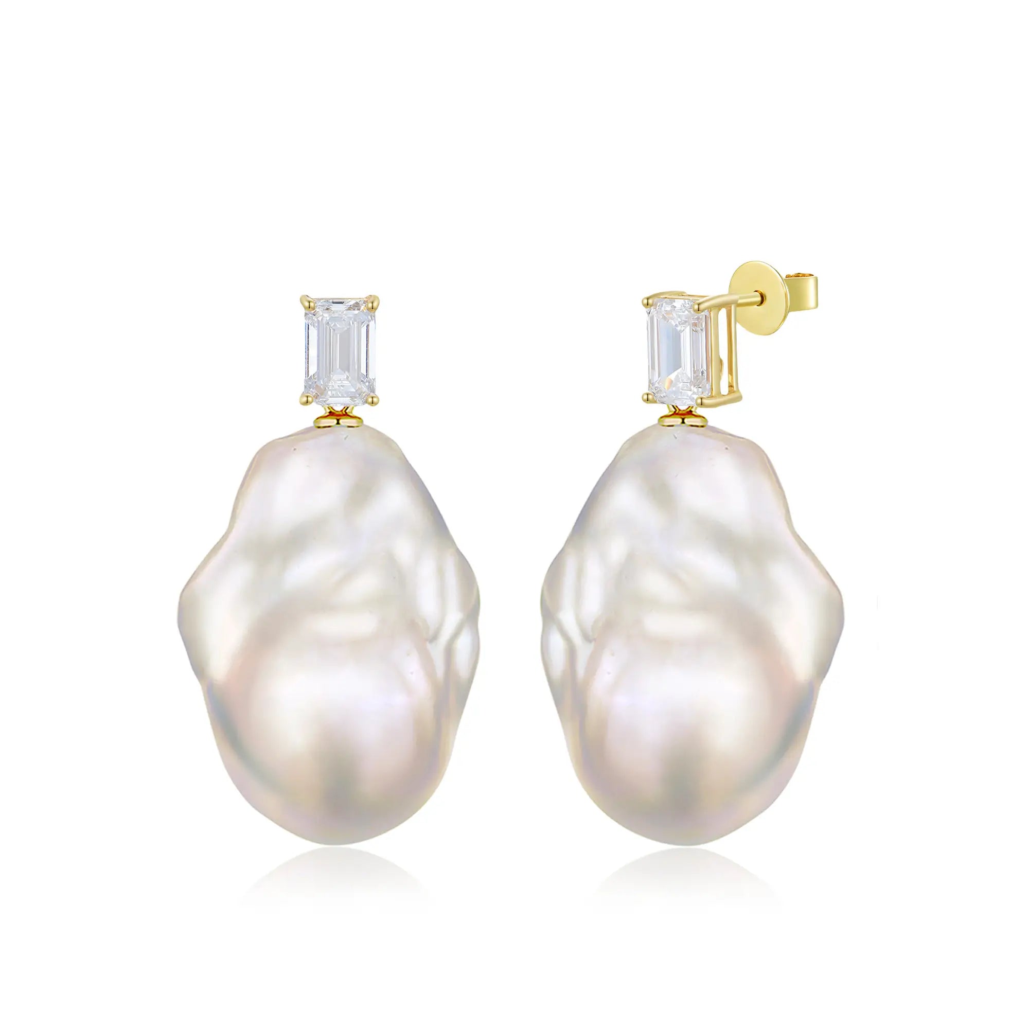 Fortune Lab Grown Diamond Baroque Pearl Convertible Drop Earrings 14K YELLOW GOLD