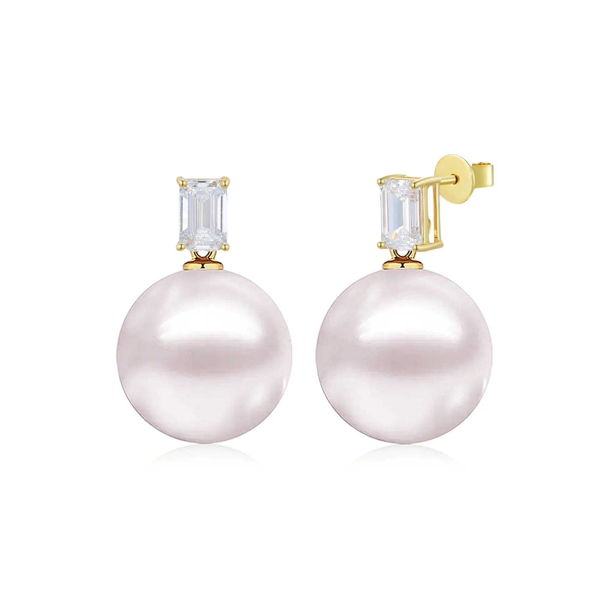 Fortune Lab Grown Diamond 12-13mm Pearl Convertible Drop Earrings 14k yellow gold