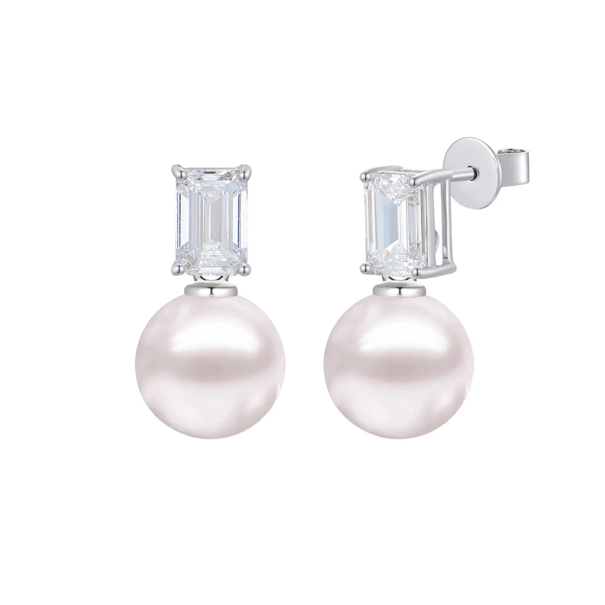 Fortune Lab Grown Diamond 8-9mm Pearl Convertible Drop Earrings 14K white GOLD