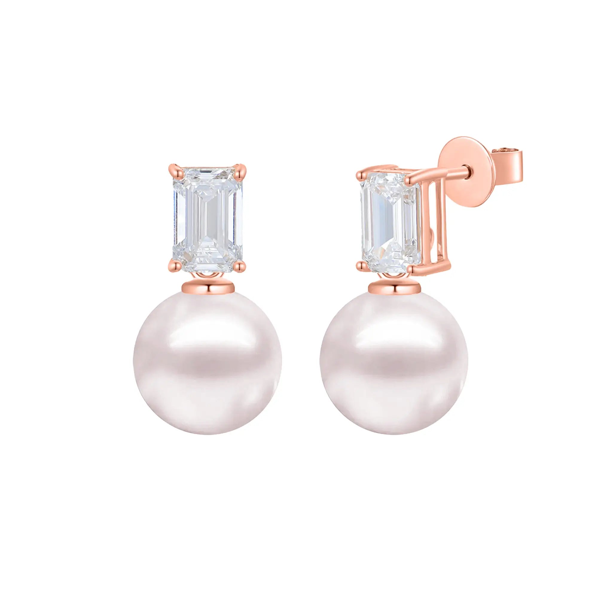 Fortune Lab Grown Diamond 8-9mm Pearl Convertible Drop Earrings 14K rose GOLD