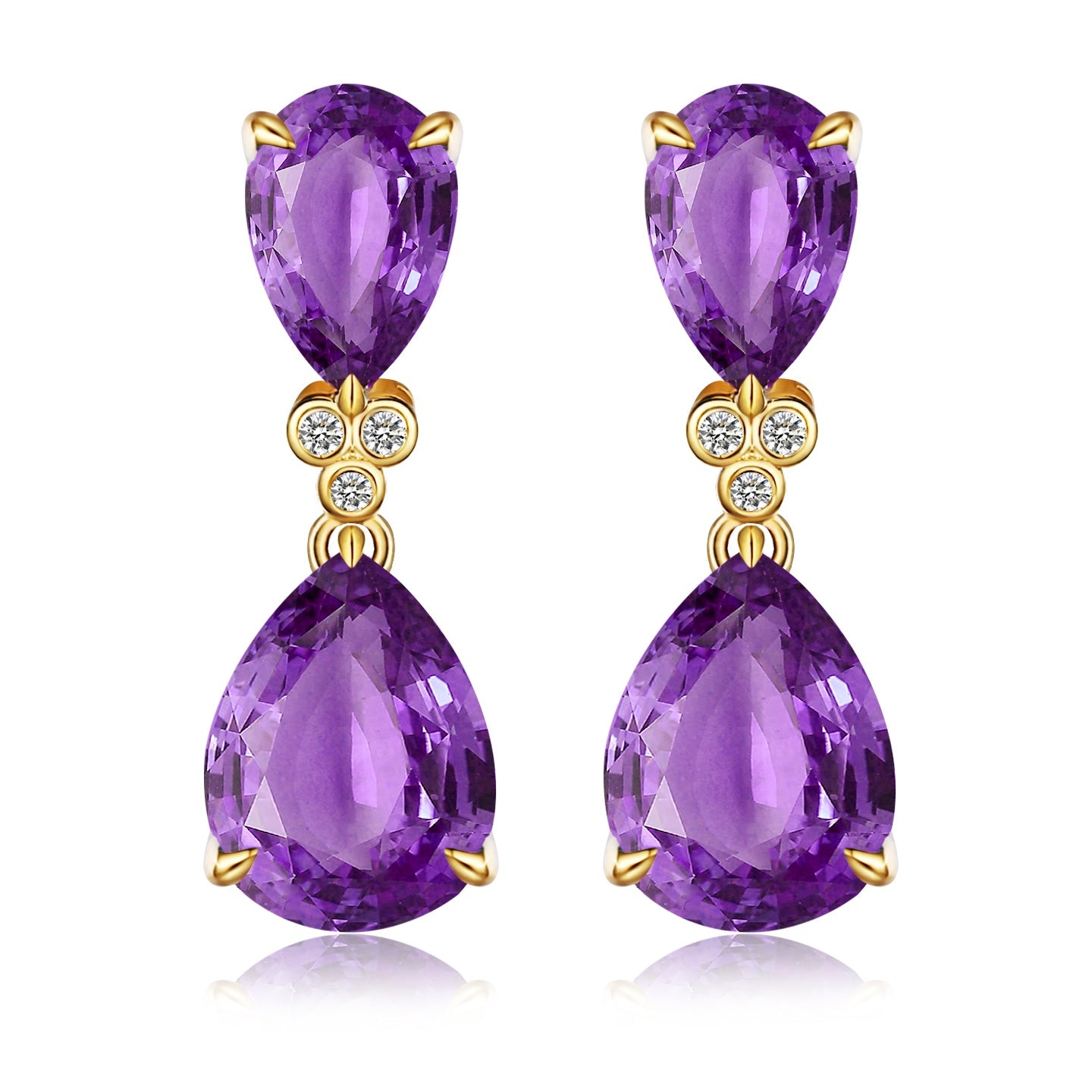 Divina Pear Amethyst Diamond Baroque Pearl Convertible Drop Earrings
