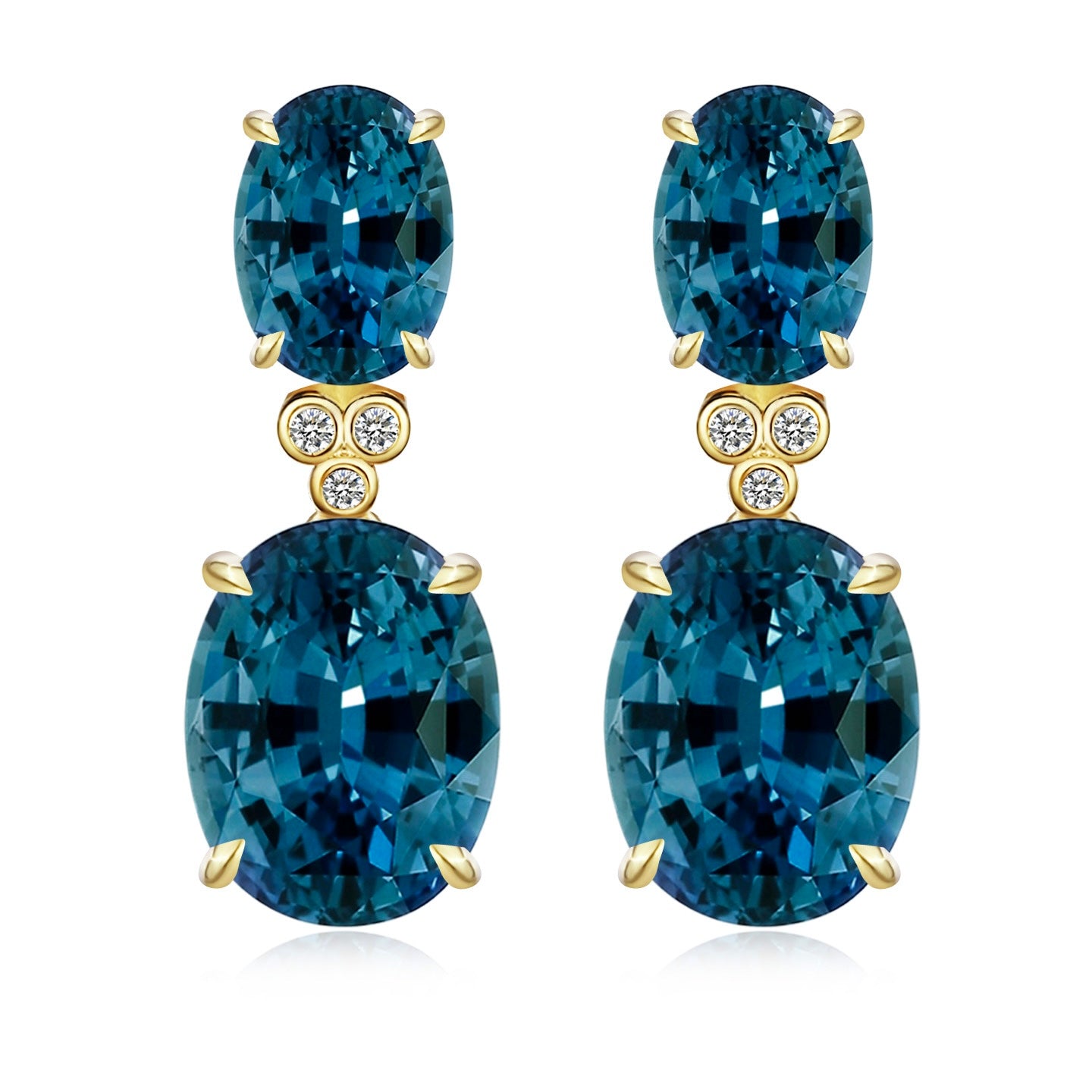 Divina Oval Topaz Diamond Baroque Pearl Drop Earrings