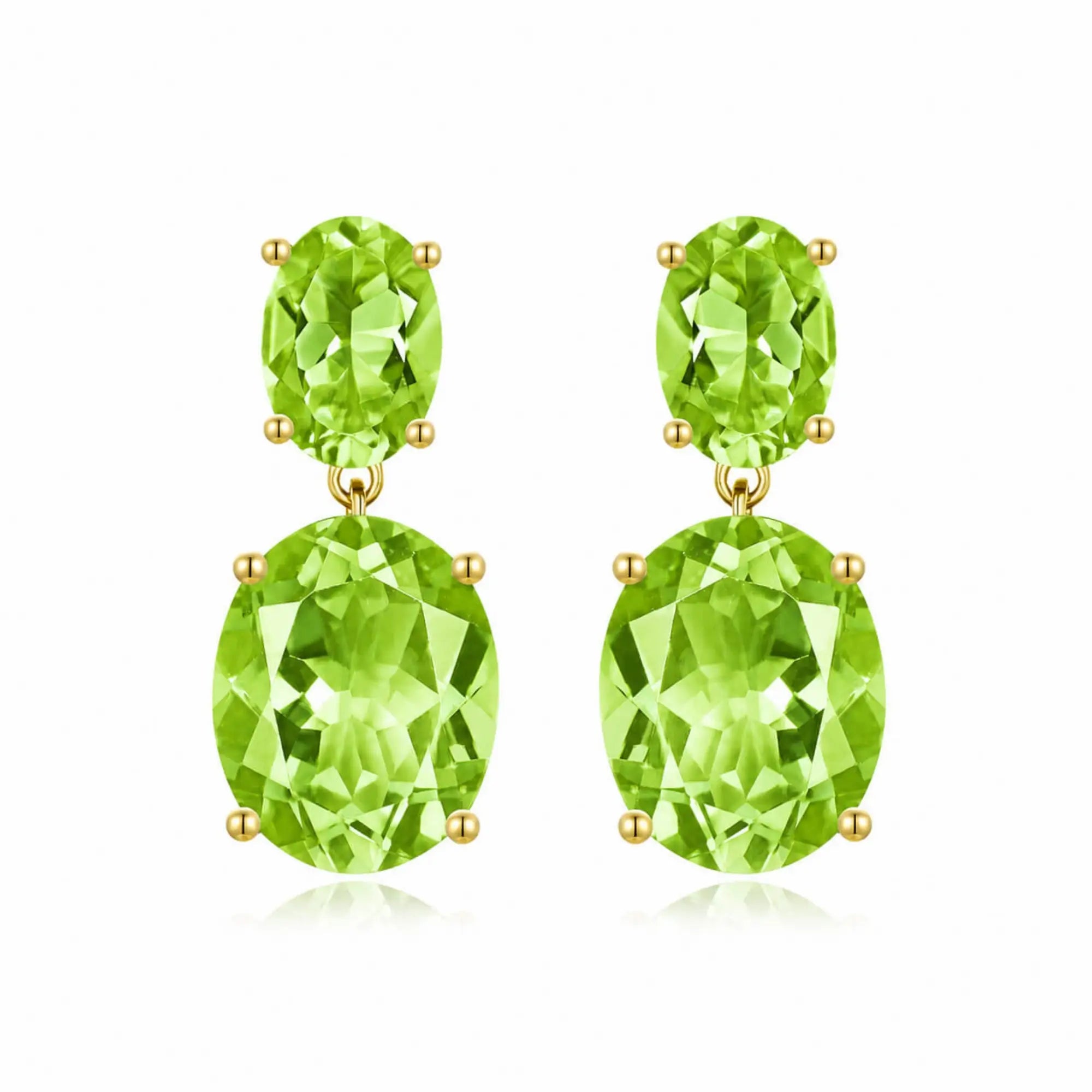 kai fine jewelry Duet Natural Oval Peridot Drop Earrings in 14k yellow gold