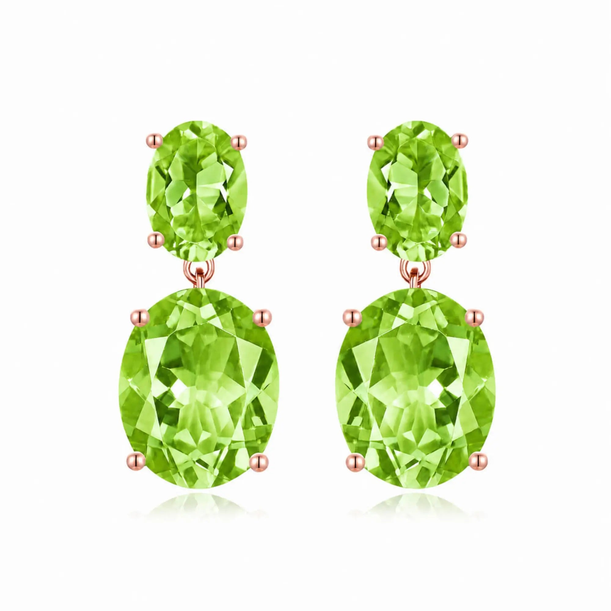 kai fine jewelry Duet Natural Oval Peridot Drop Earrings in 14k rose gold