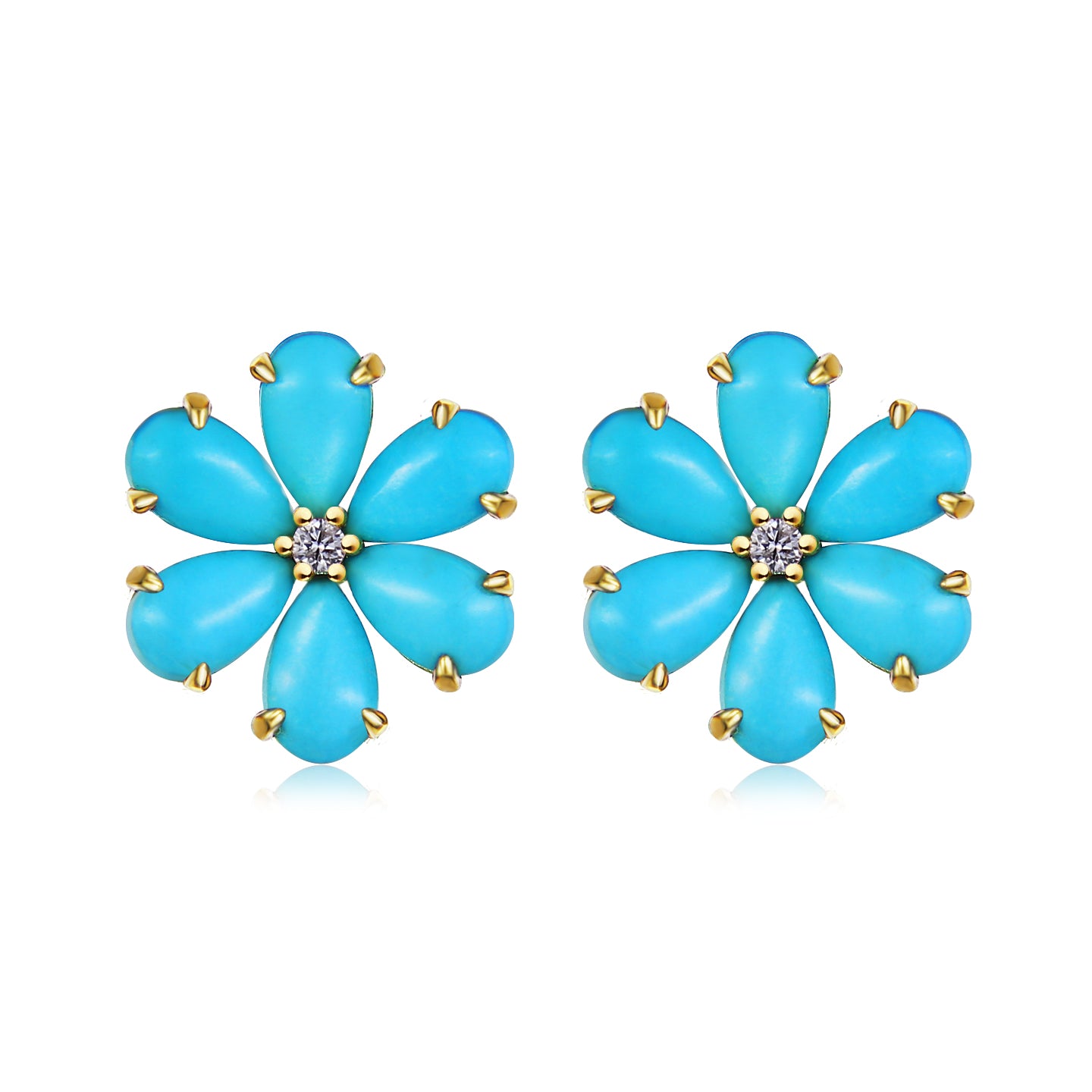 Flora Blossom Turquoise Diamond Pearl Convertible Drop Earrings