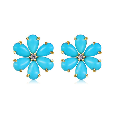 Flora Turquoise Diamond Earrings