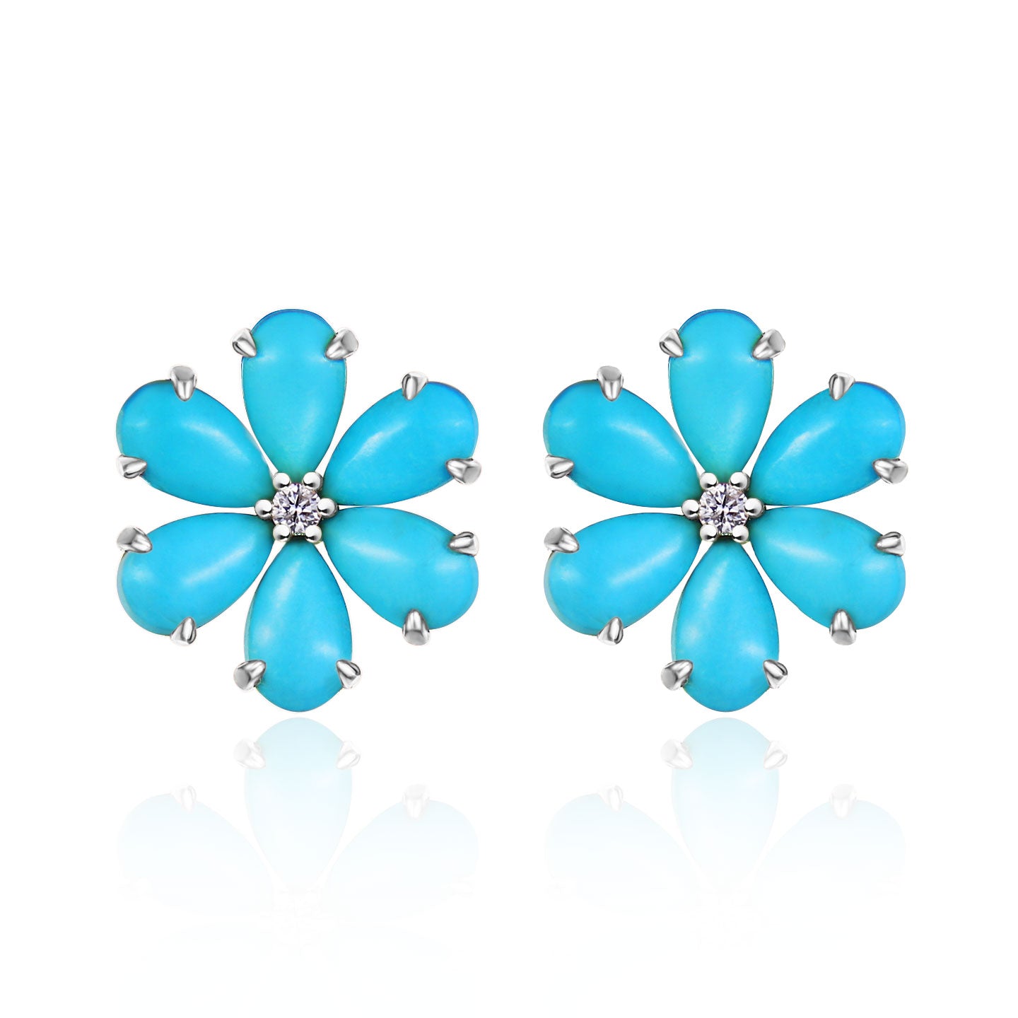 Flora Blossom Turquoise Diamond Earrings