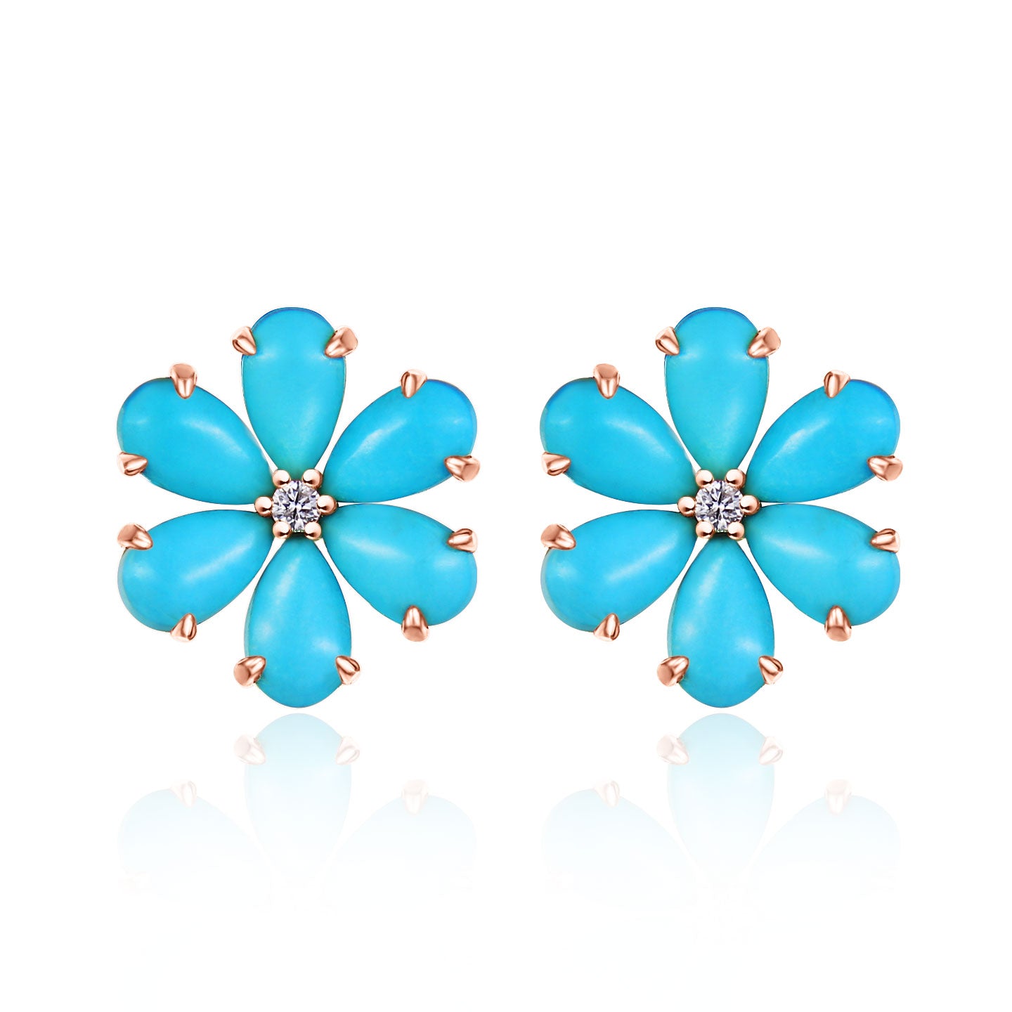 Flora Blossom Turquoise Diamond Earrings