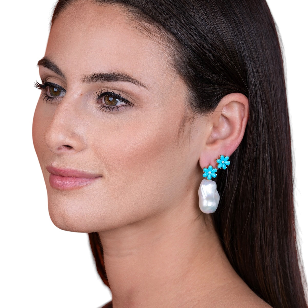 Flora Blossom Turquoise Diamond Earrings