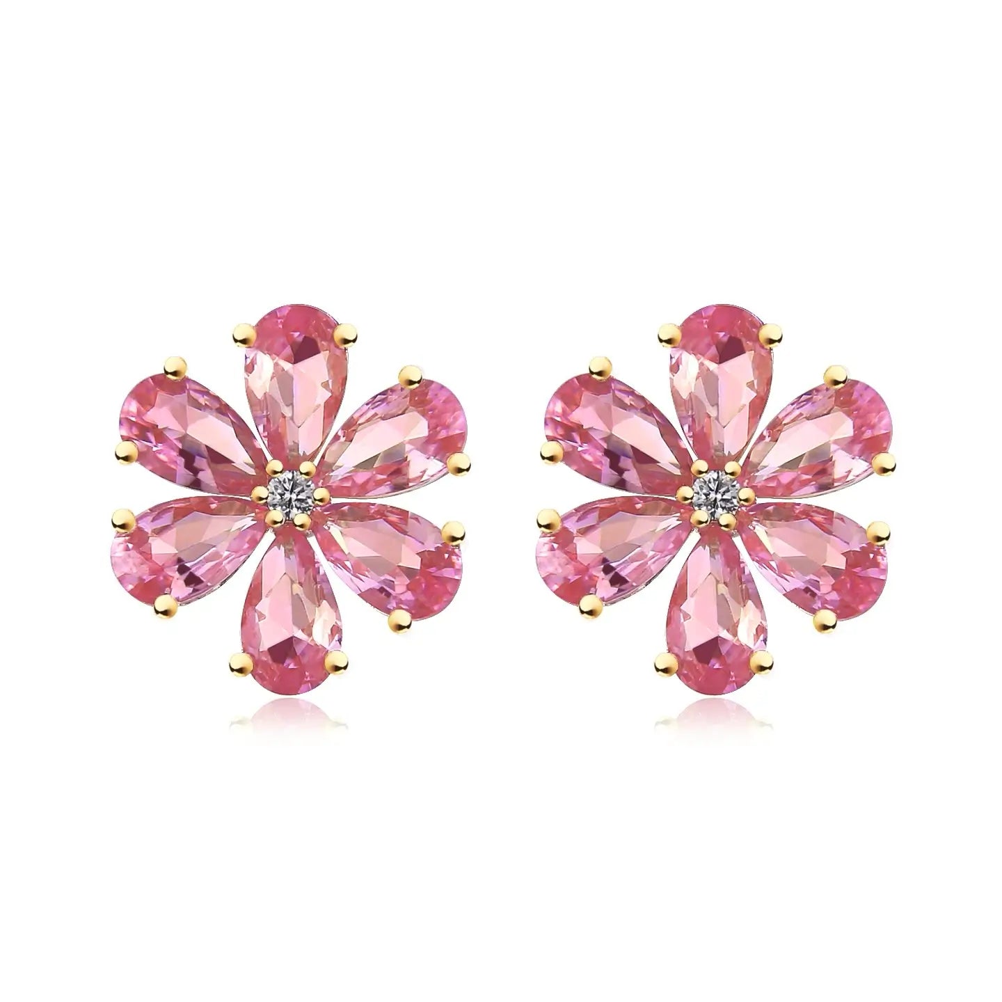 Flora Blossom Pink Tourmaline Diamond Earrings