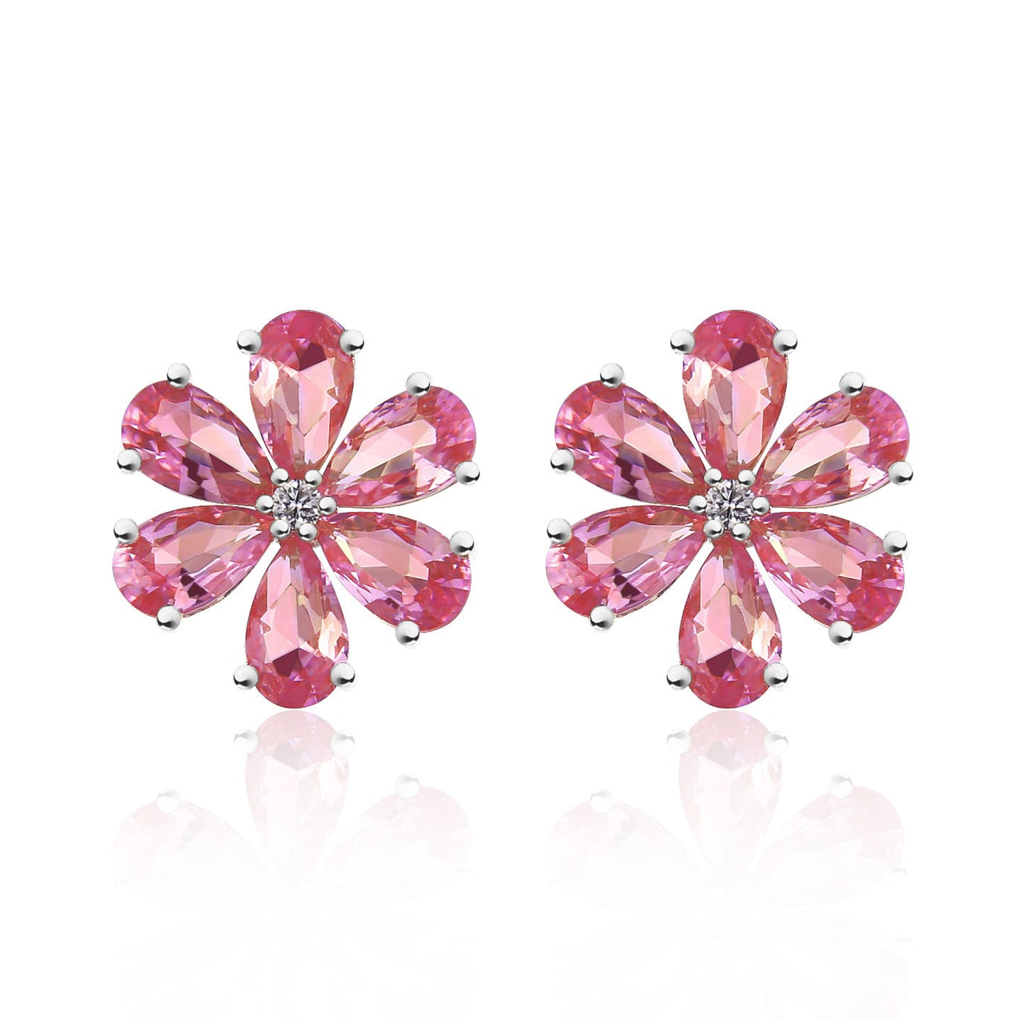 Flora Blossom Pink Tourmaline Diamond Earrings