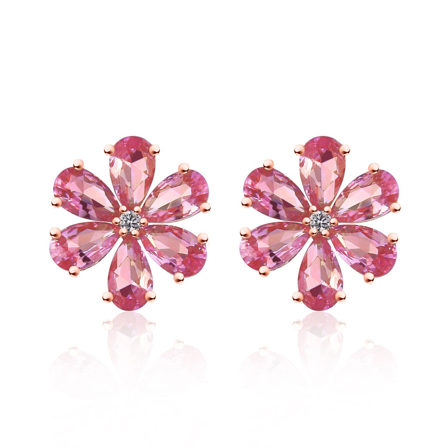 Flora Blossom Pink Tourmaline Diamond Earrings