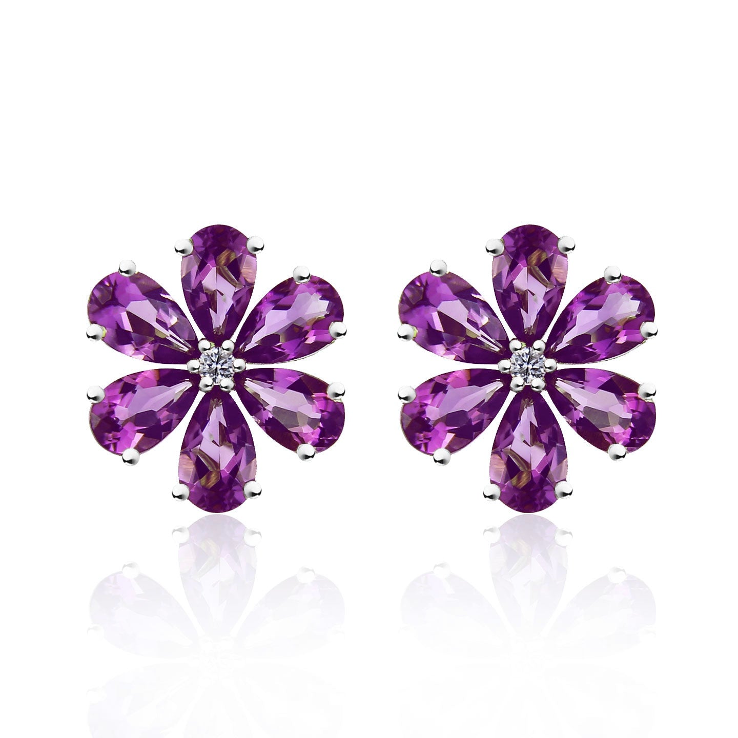 Flora Blossom Amethyst Diamond Earrings