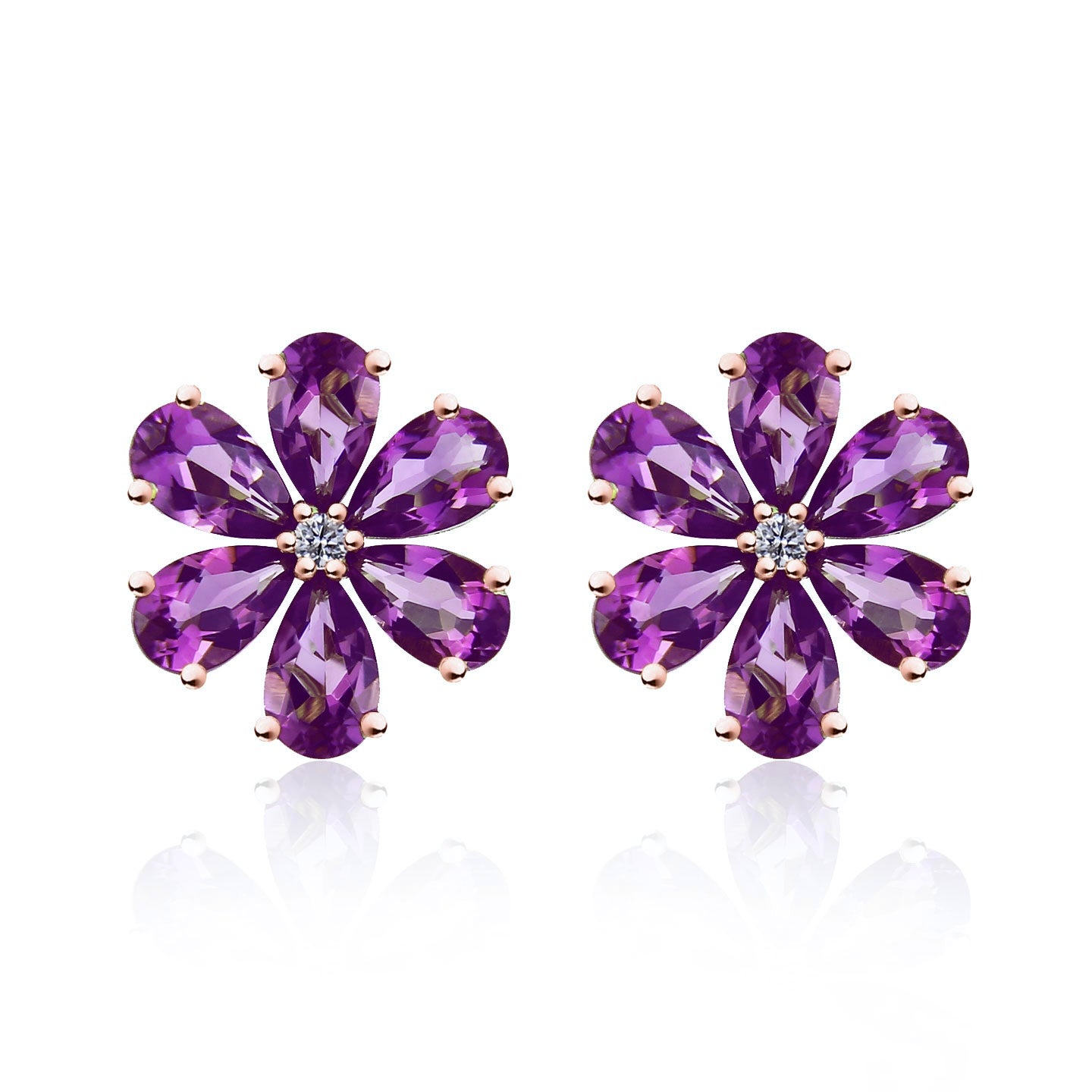 Flora Blossom Amethyst Diamond Earrings