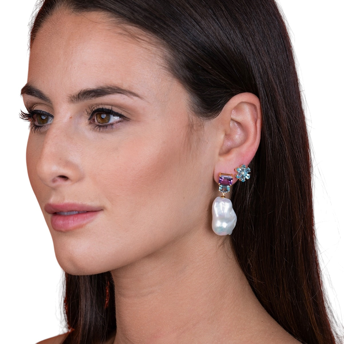 Flora Blossom Topaz Diamond Earrings