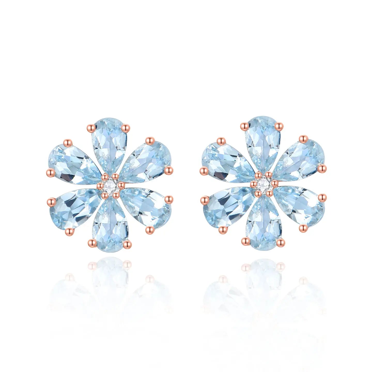 14k rose gold sky blue aquamarine earrings