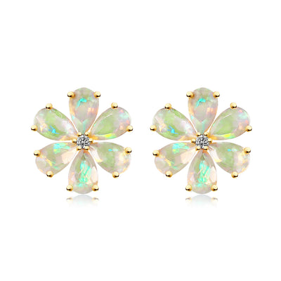 Flora Opal Diamond Earrings