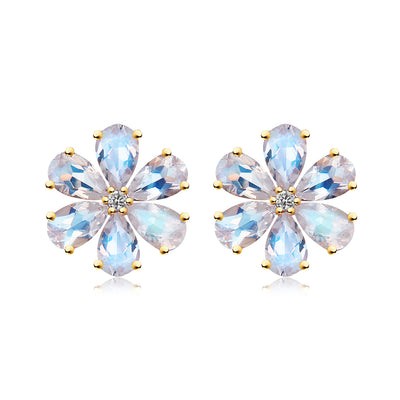 Flora Moonstone Diamond Earrings