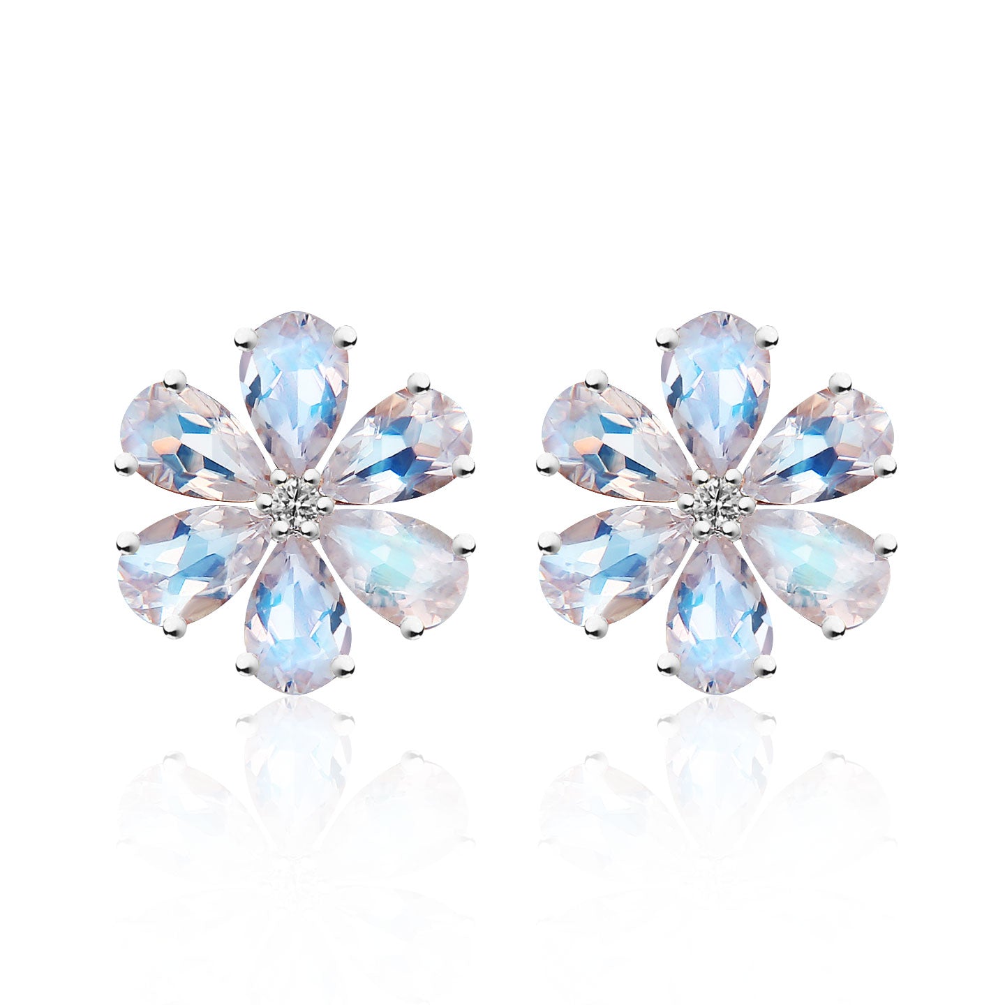 Flora Blossom Moonstone Diamond Earrings