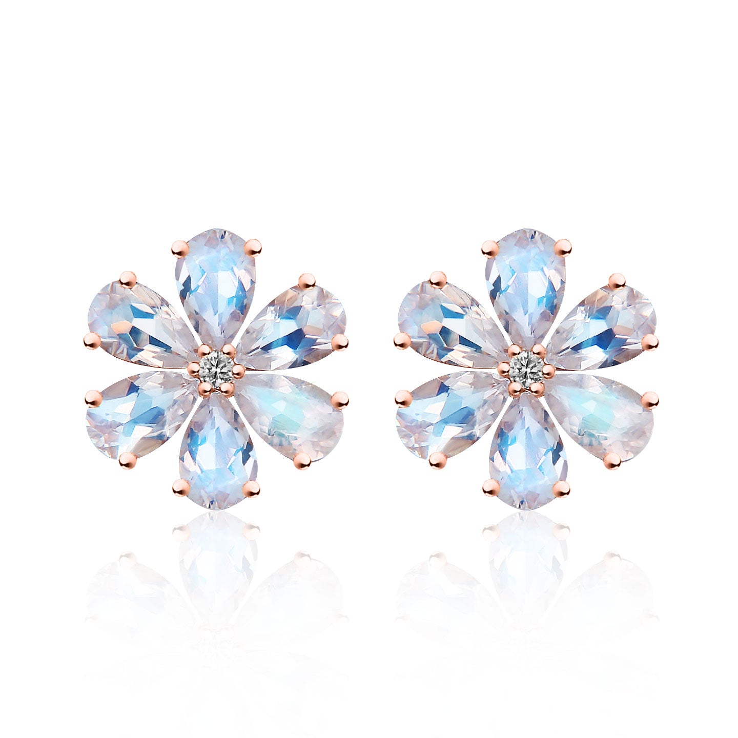 Flora Blossom Moonstone Diamond Earrings