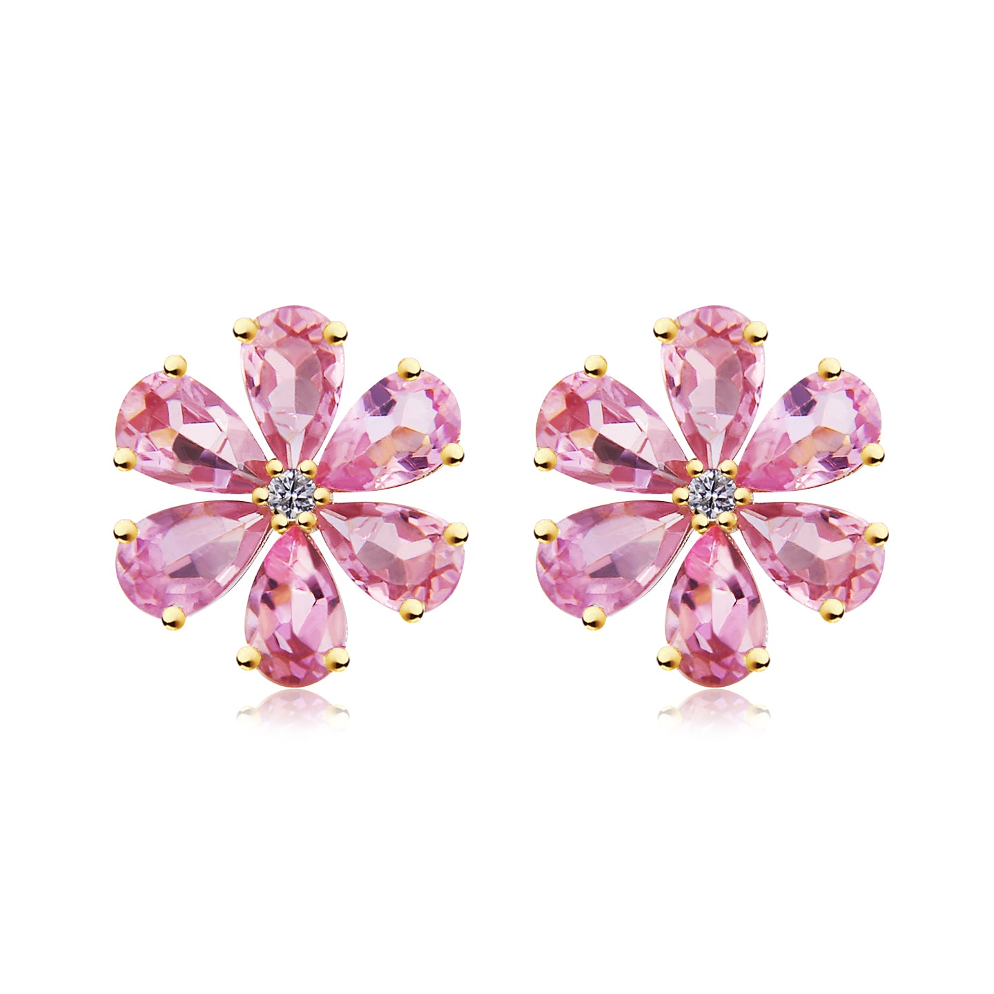 Flora Blossom Pink Sapphire Diamond Pearl Convertible Drop Earrings