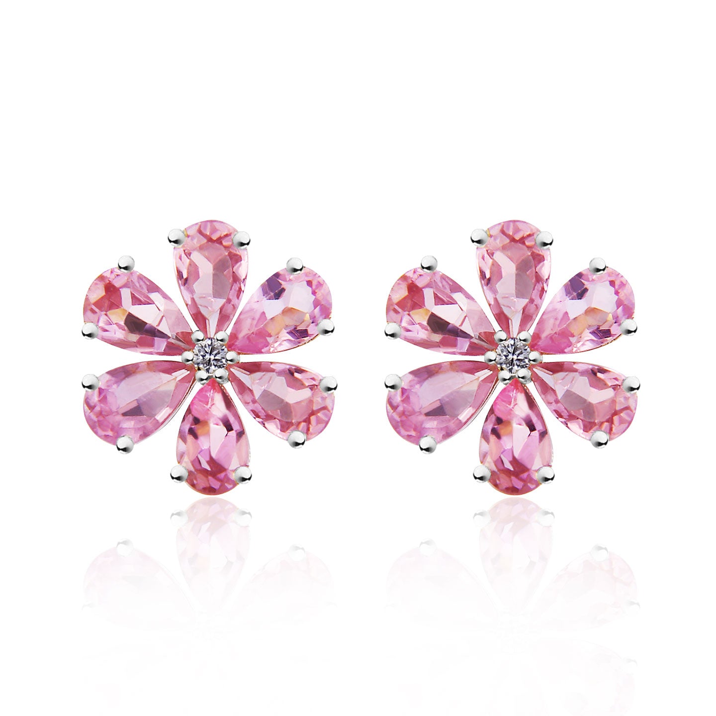 Flora Blossom Pink Sapphire Diamond Pearl Convertible Drop Earrings