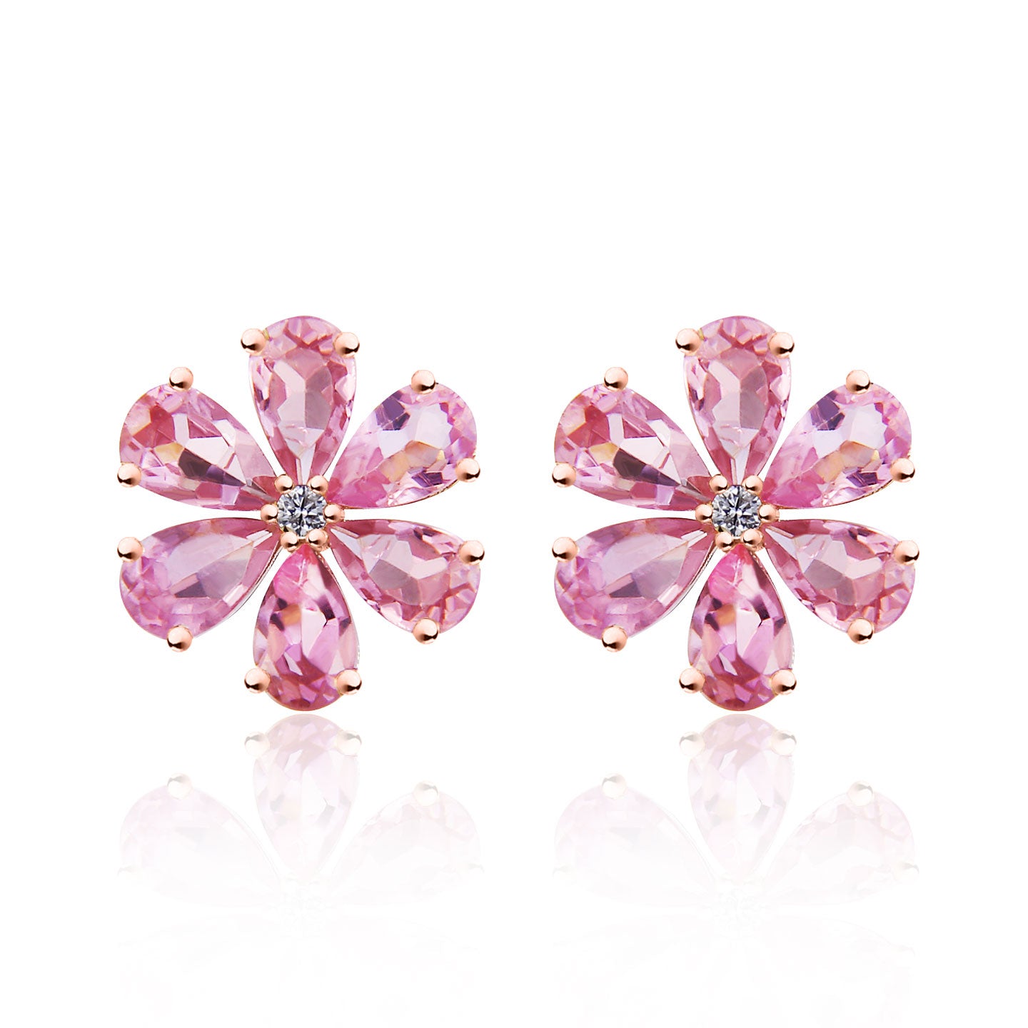 Flora Blossom Pink Sapphire Diamond Pearl Convertible Drop Earrings