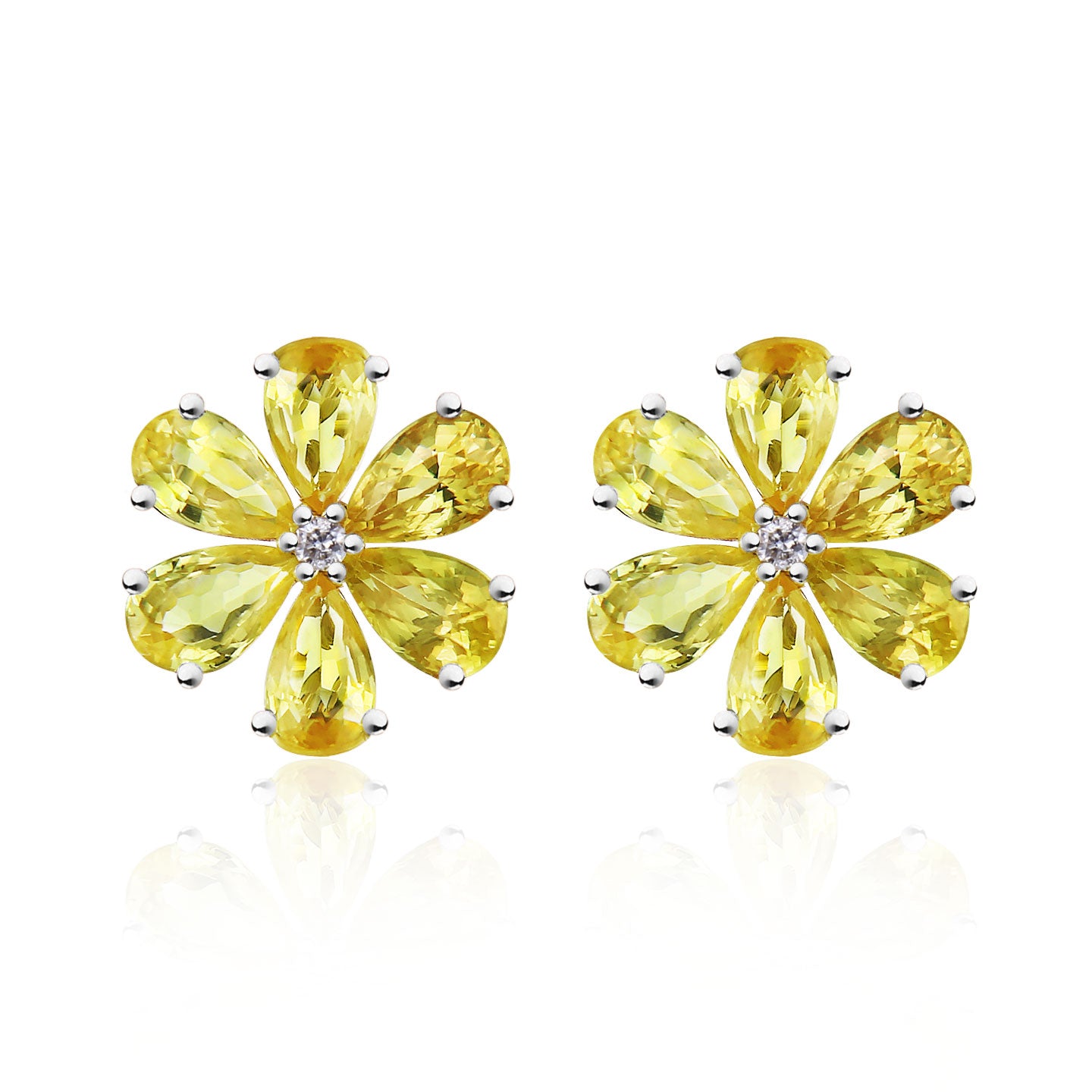 Flora Blossom Yellow Sapphire Diamond Earrings