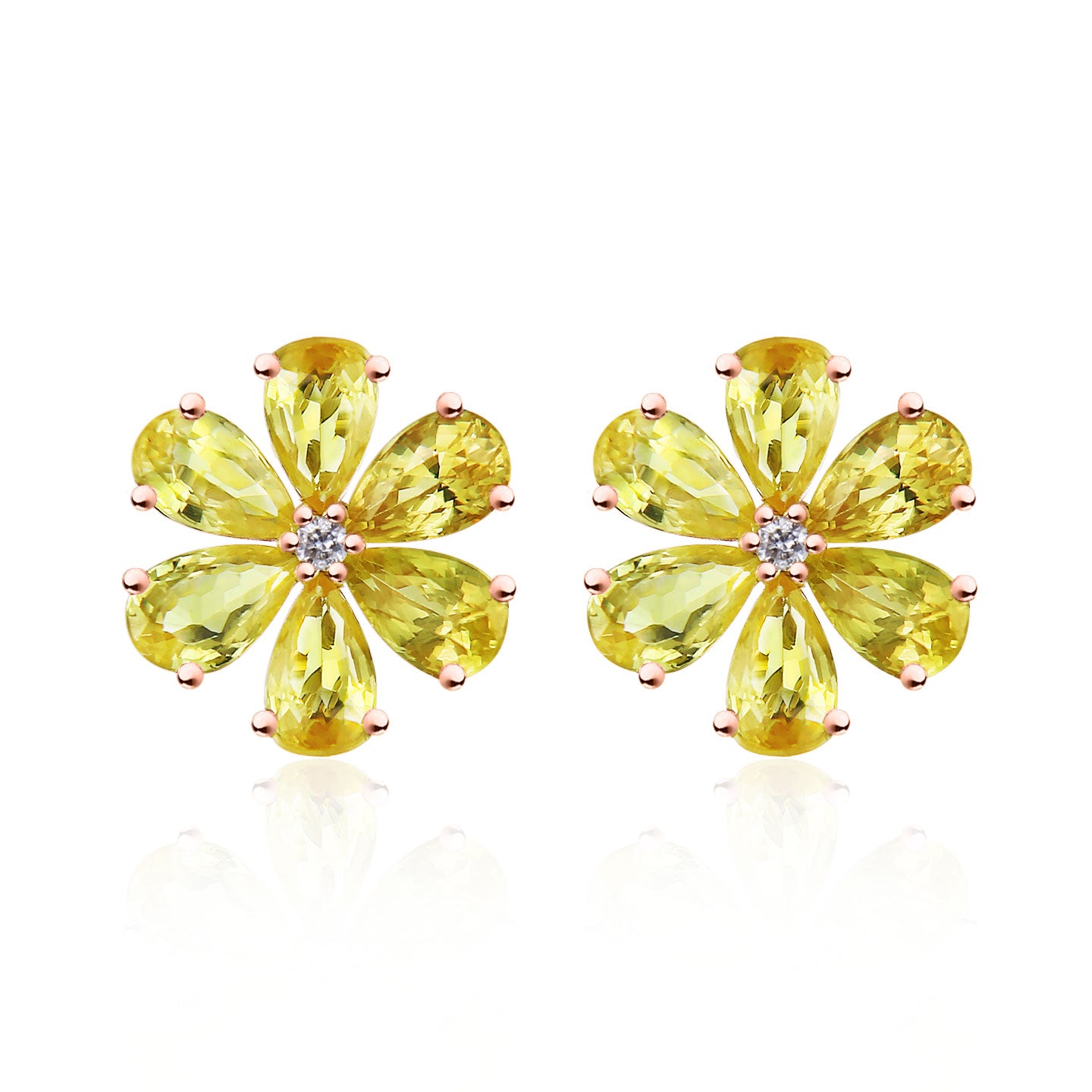 Flora Blossom Yellow Sapphire Diamond Earrings
