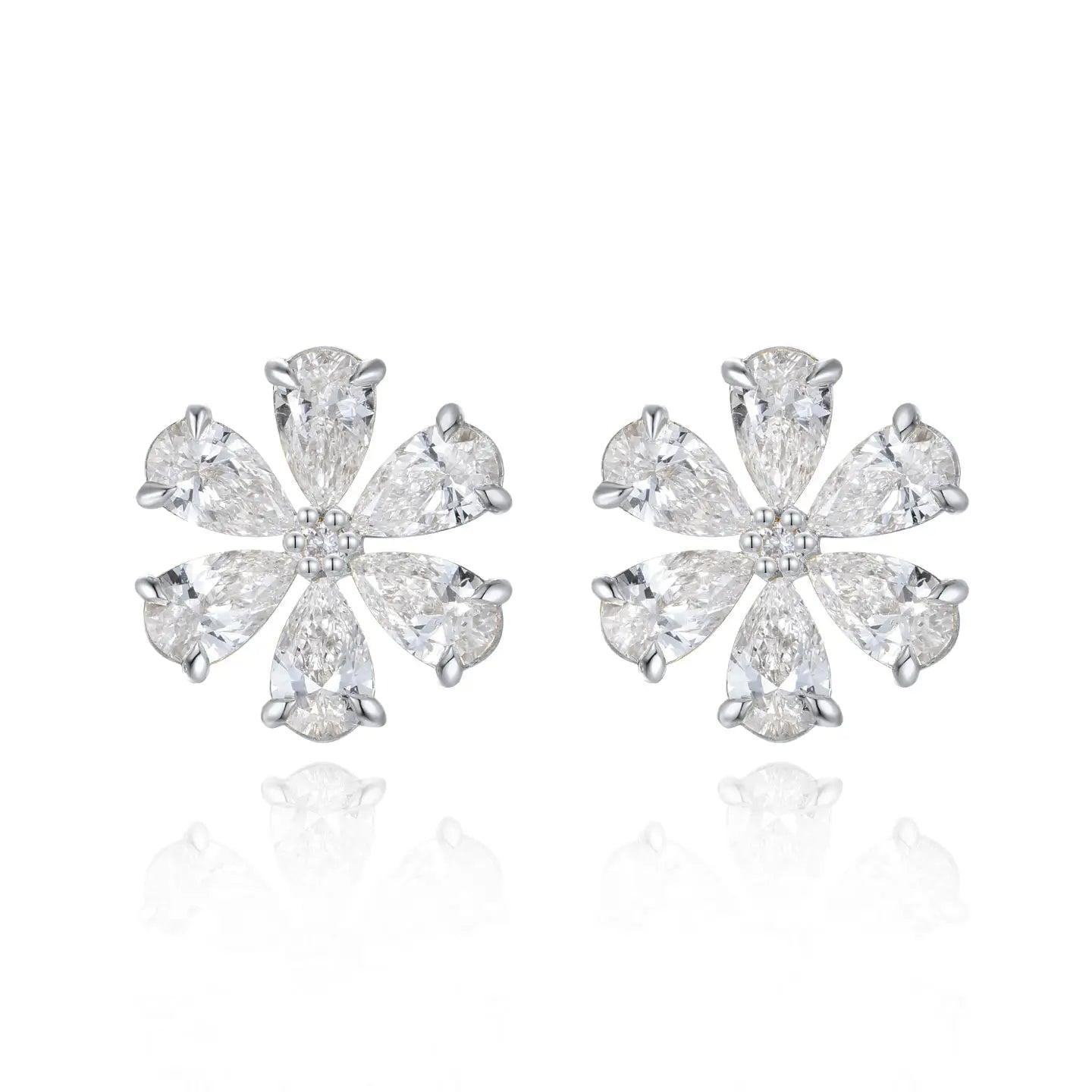 Flora Blossom Lab Grown Diamond Earrings 14k white gold 